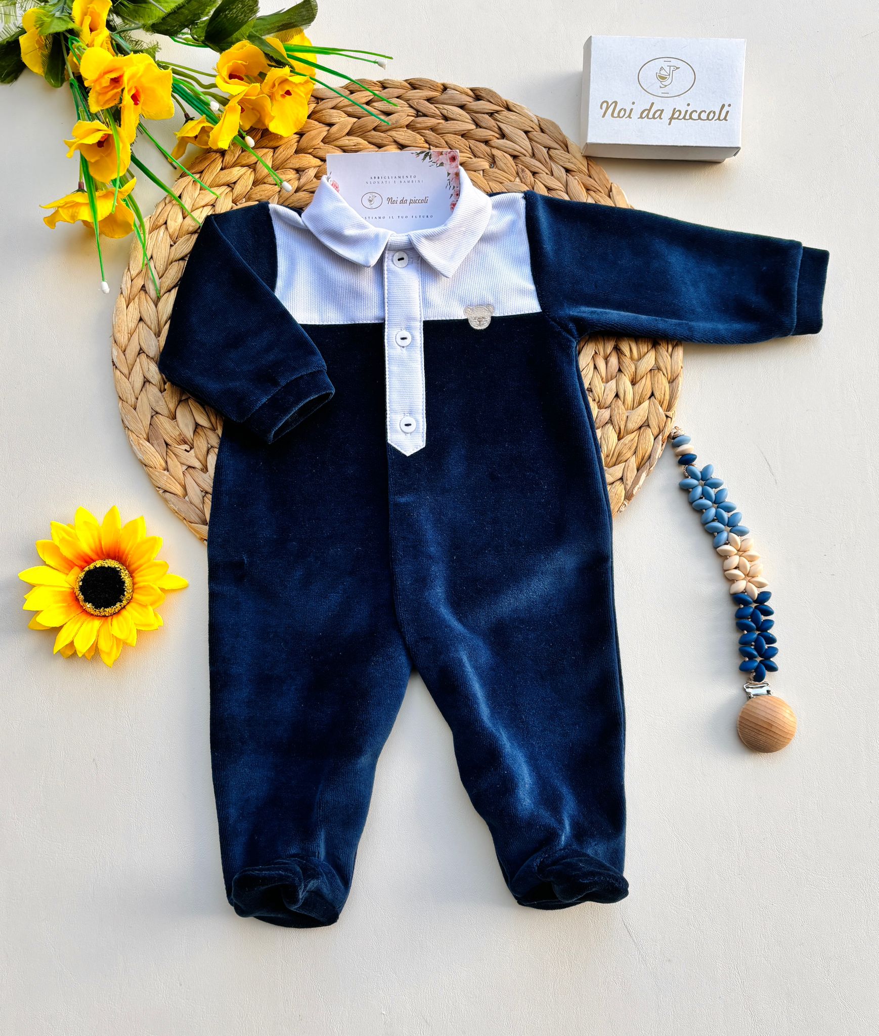 TUTINA IN CINIGLIA ANTIPANICO CON BOTTONCINI BLU NOTTE - Noi da piccoli