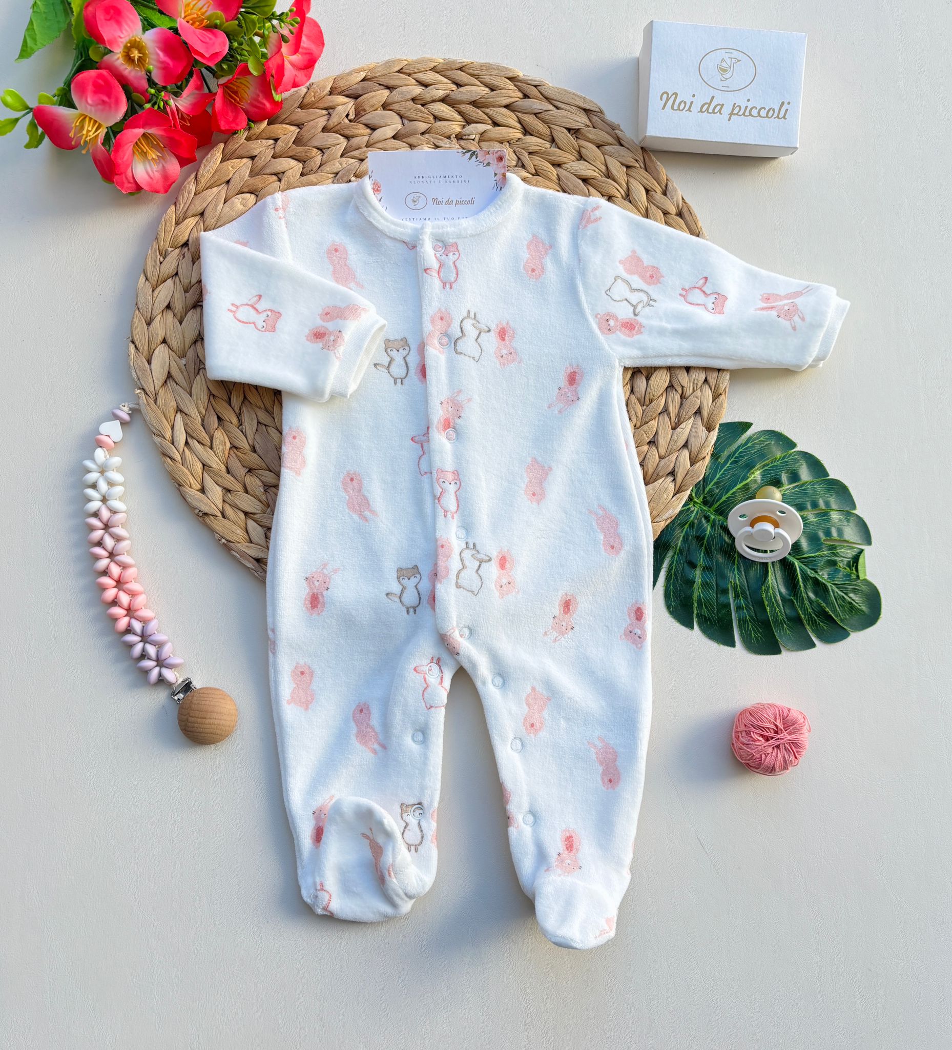 TUTINA IN CINIGLIA ANTIPANICO CON CIVETTE E CONIGLIETTI PANNA ROSA - Noi da piccoli