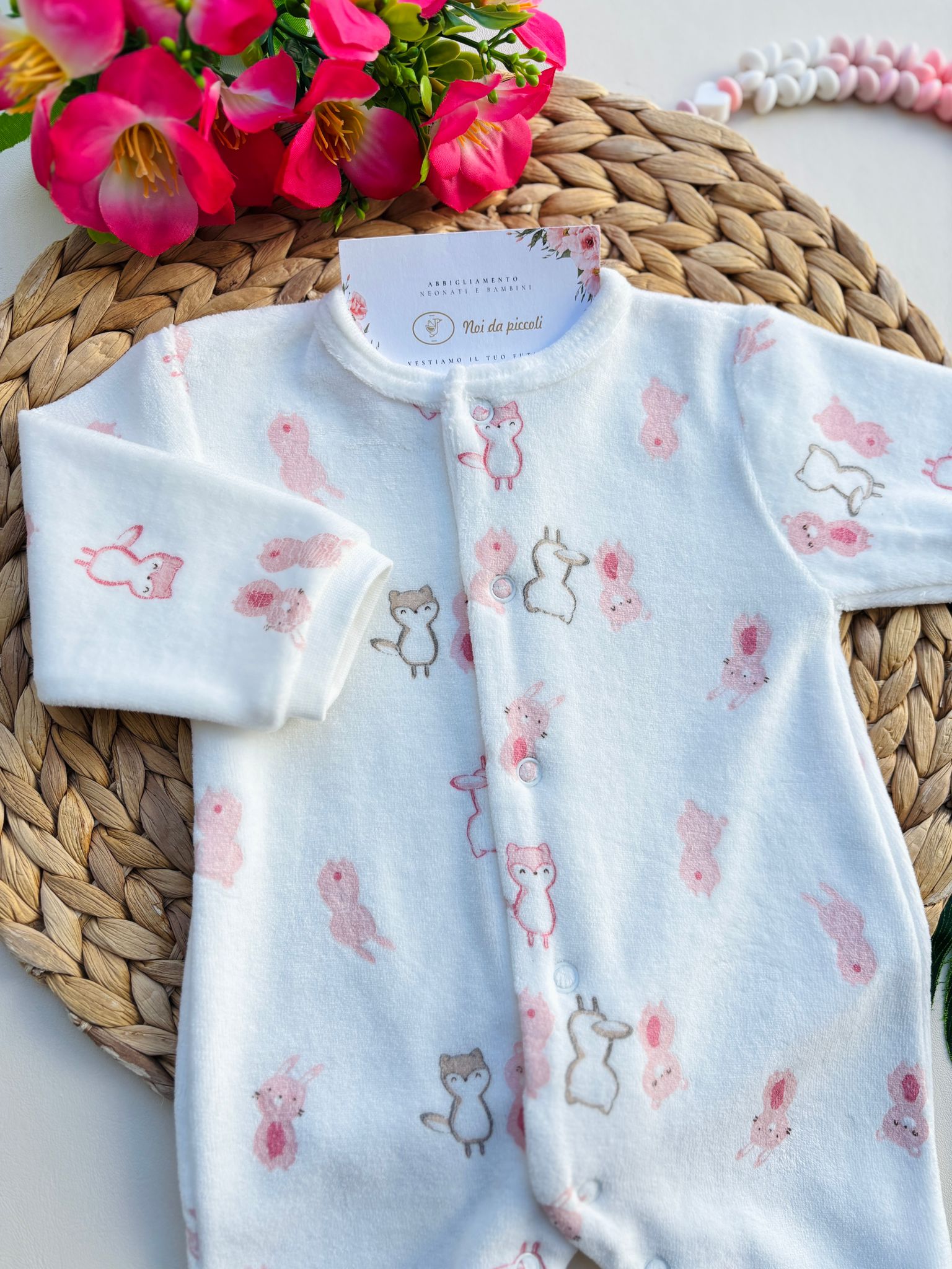 TUTINA IN CINIGLIA ANTIPANICO CON CIVETTE E CONIGLIETTI PANNA ROSA - Noi da piccoli