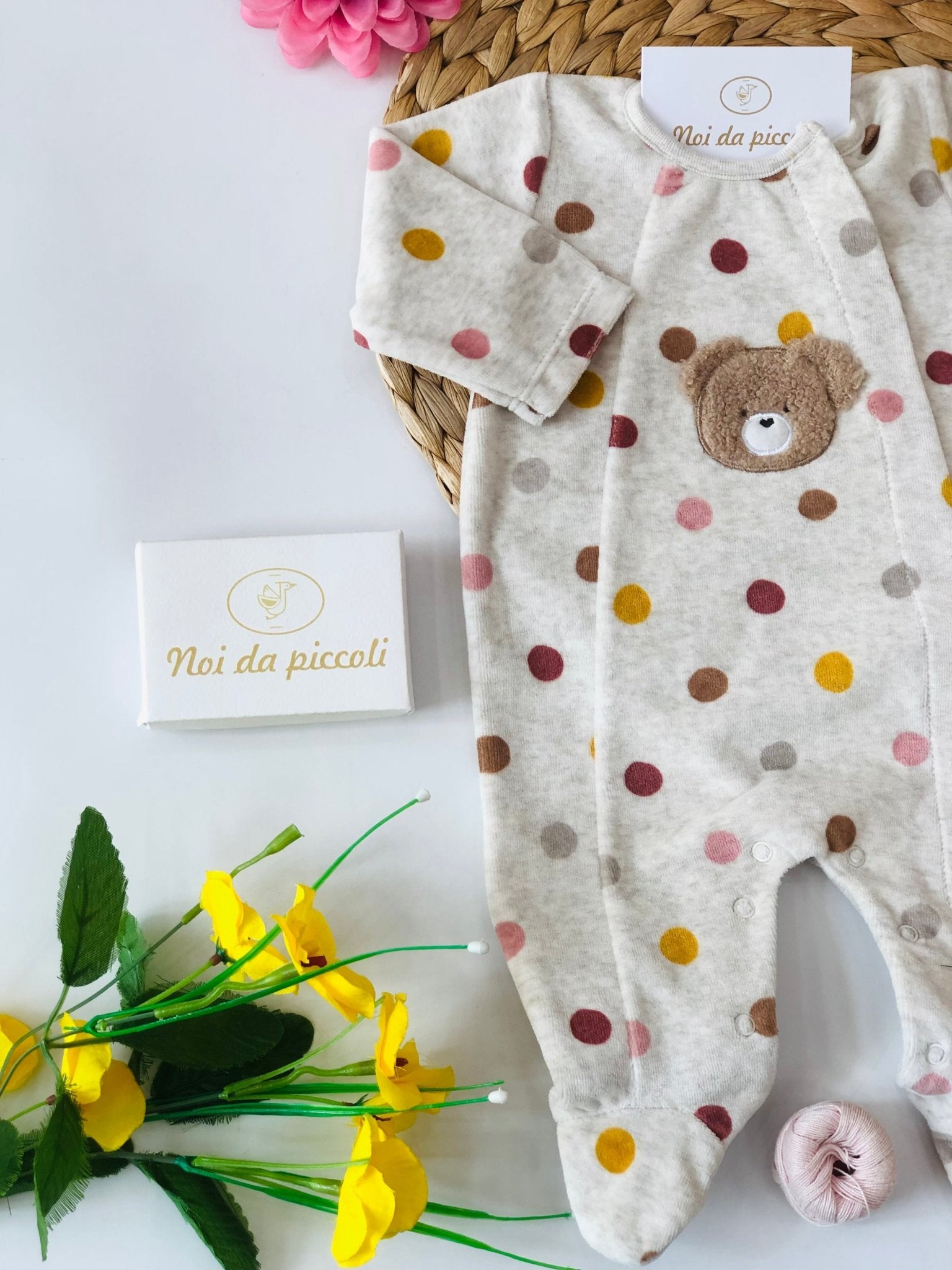 TUTINA IN CINIGLIA BEIGE POIS COLORATI - Noi da piccoli