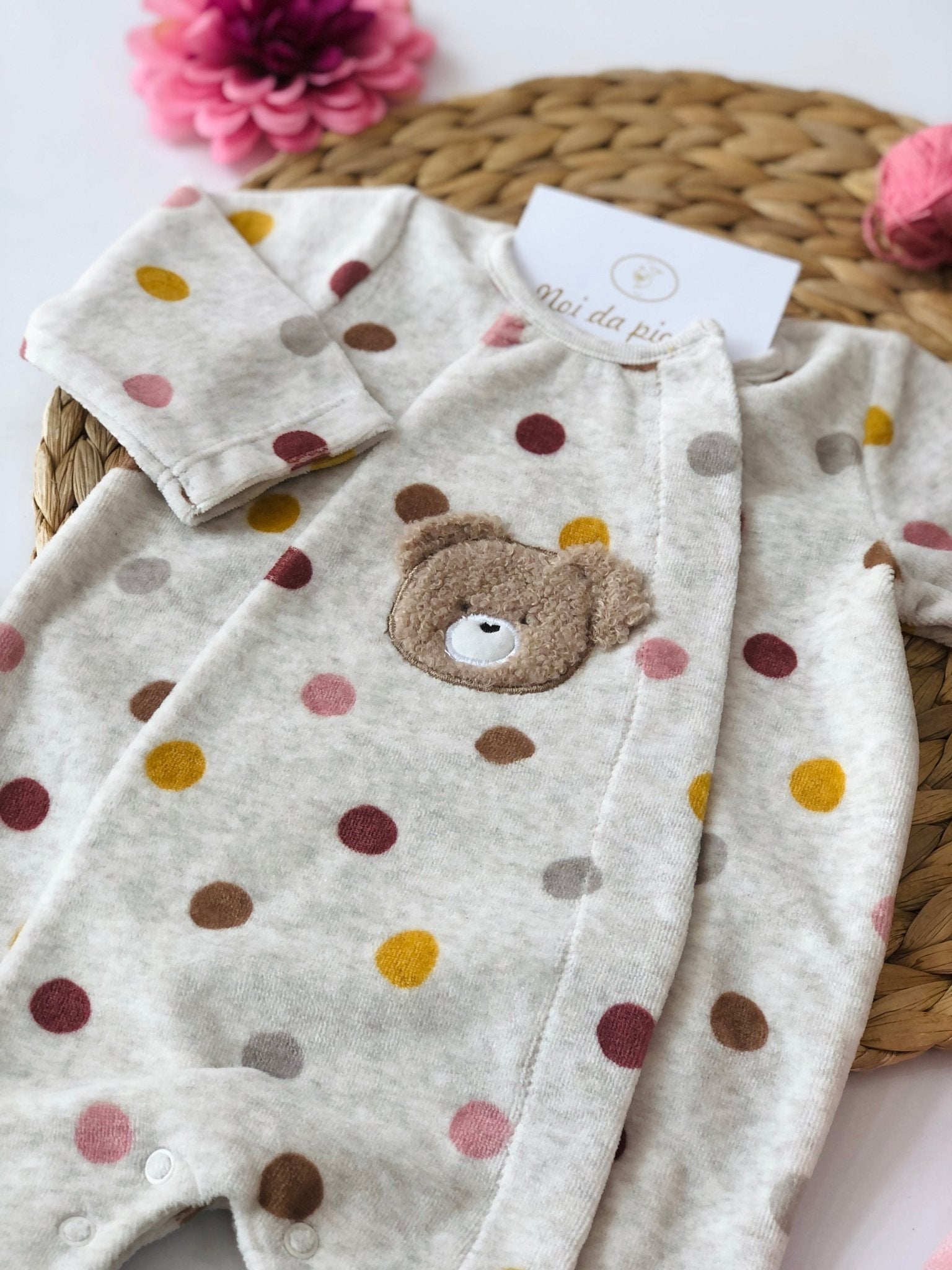 TUTINA IN CINIGLIA BEIGE POIS COLORATI - Noi da piccoli