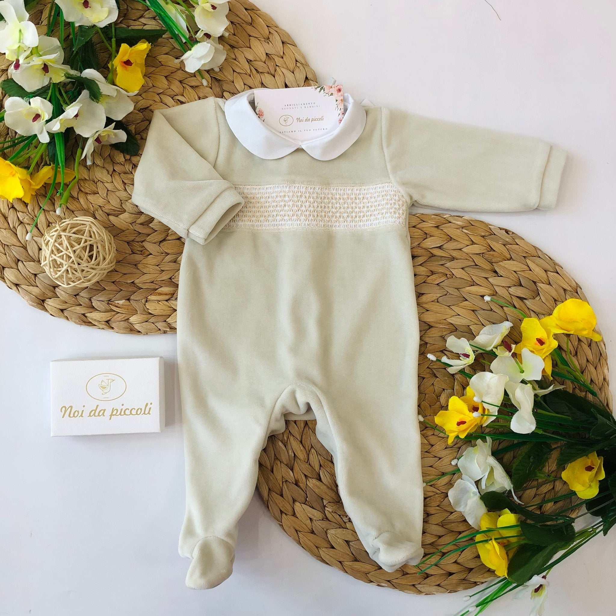 TUTINA IN CINIGLIA BEIGE PUNTO SMOK - Noi da piccoli