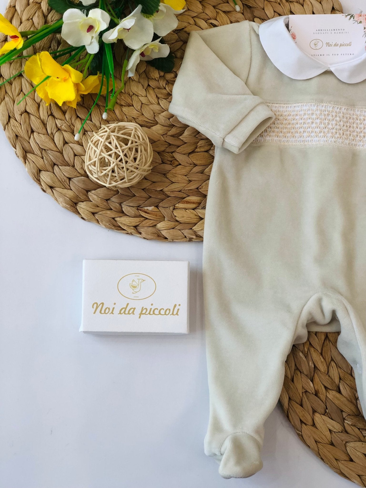 TUTINA IN CINIGLIA BEIGE PUNTO SMOK - Noi da piccoli