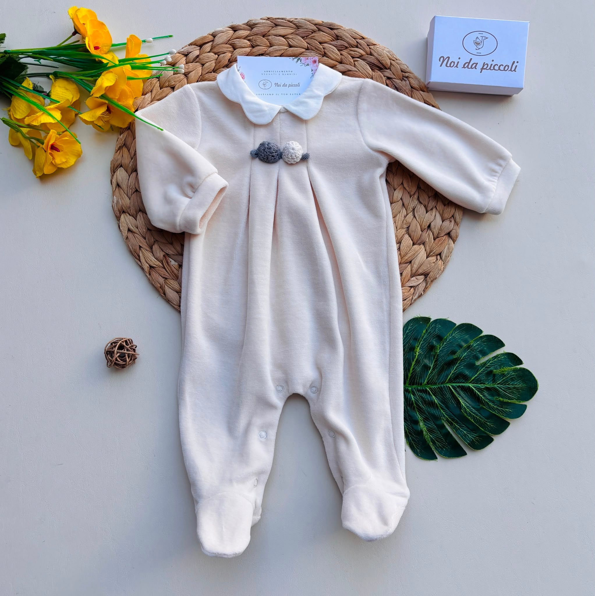 TUTINA IN CINIGLIA CERAMICA CON 3 FIORELLINI - Noi da piccoli
