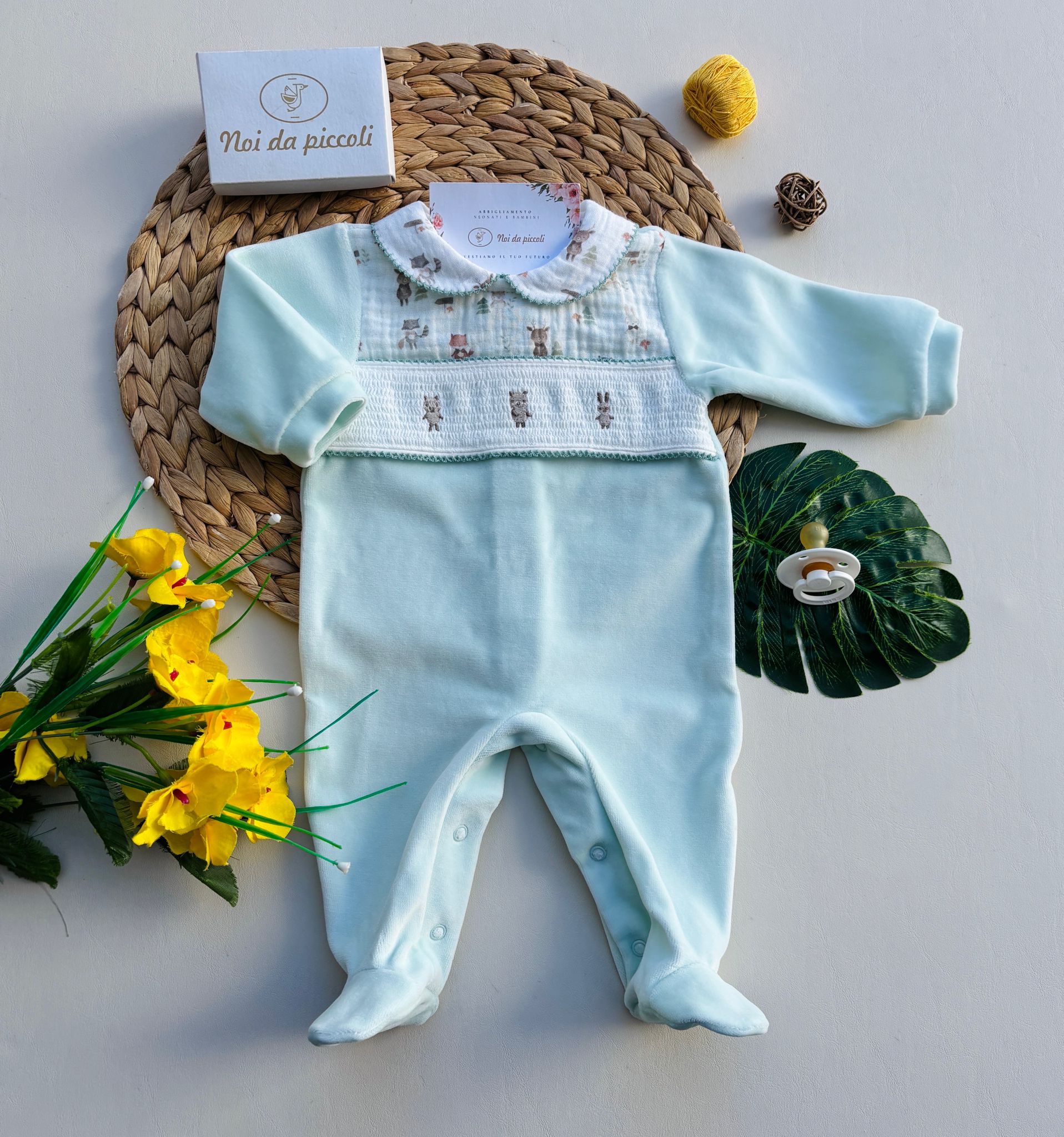 TUTINA IN CINIGLIA CON ANIMALI VERDE ACQUA - Noi da piccoli