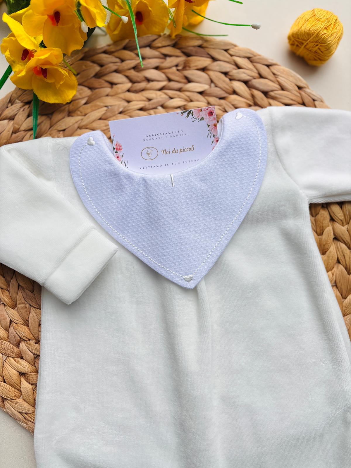 TUTINA IN CINIGLIA CON COLLETTO A CUORICINO PANNA - Noi da piccoli