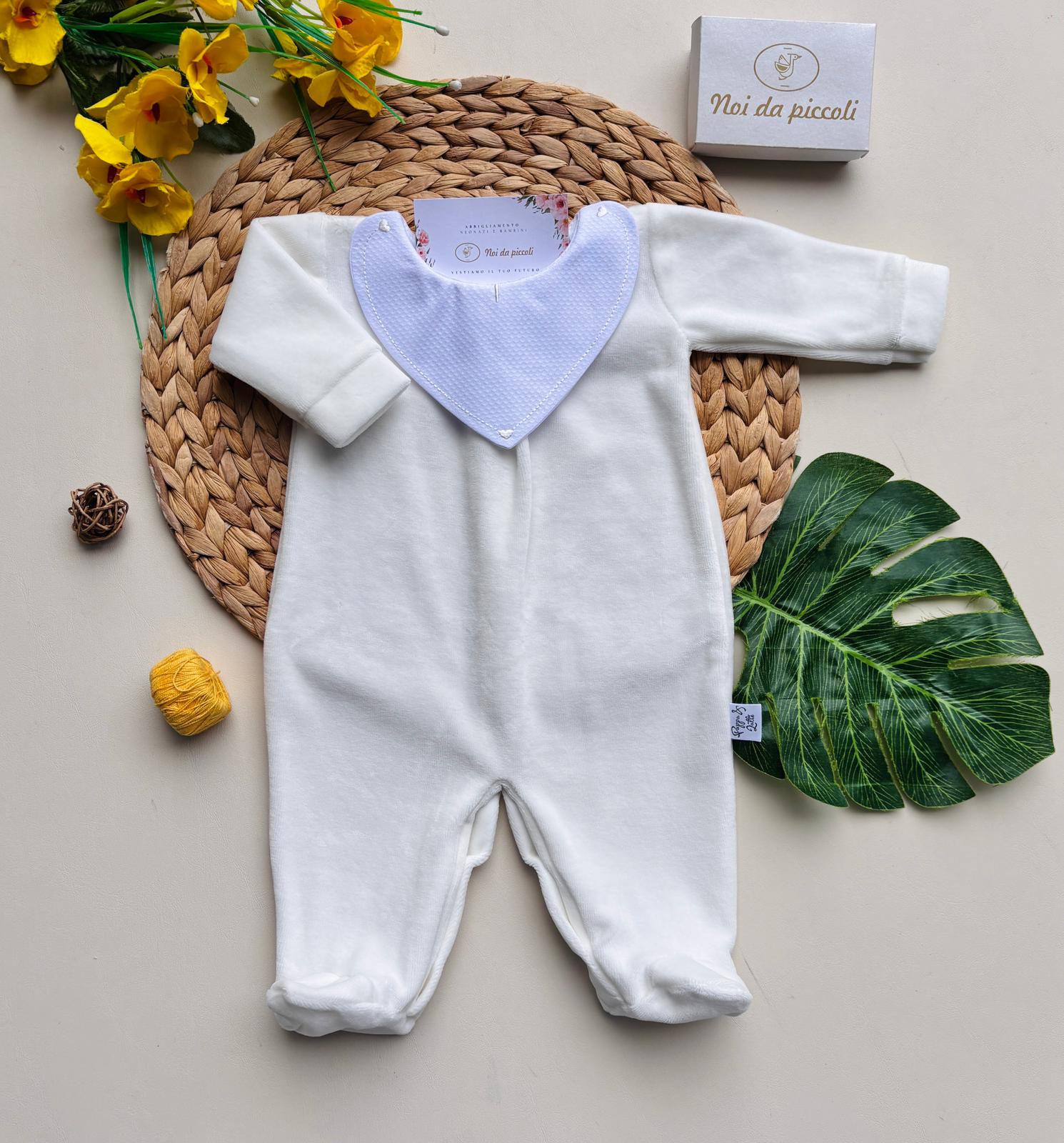 TUTINA IN CINIGLIA CON COLLETTO A CUORICINO PANNA - Noi da piccoli