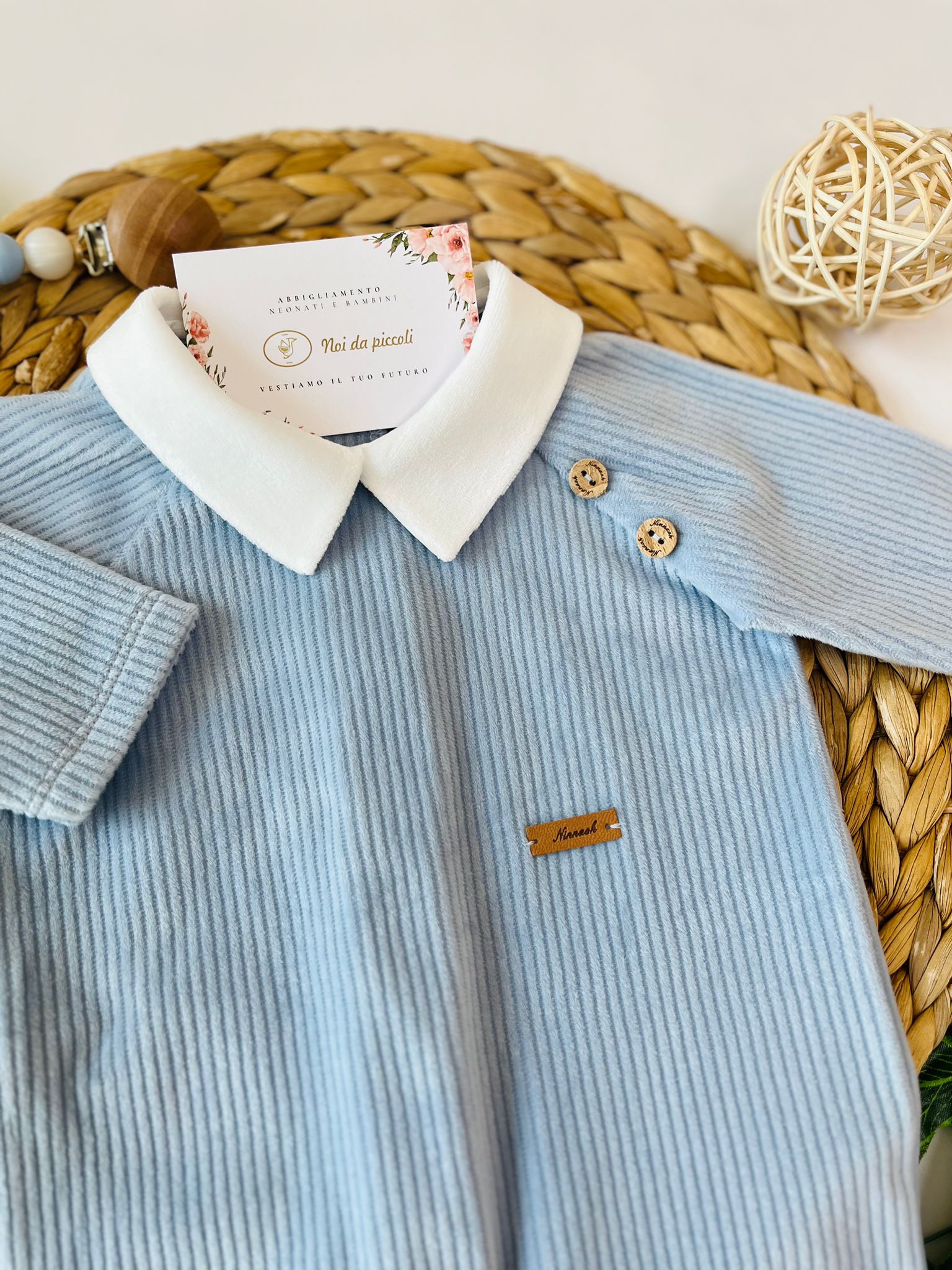 TUTINA IN CINIGLIA CON COLLETTO BIANCO CIELO - Noi da piccoli