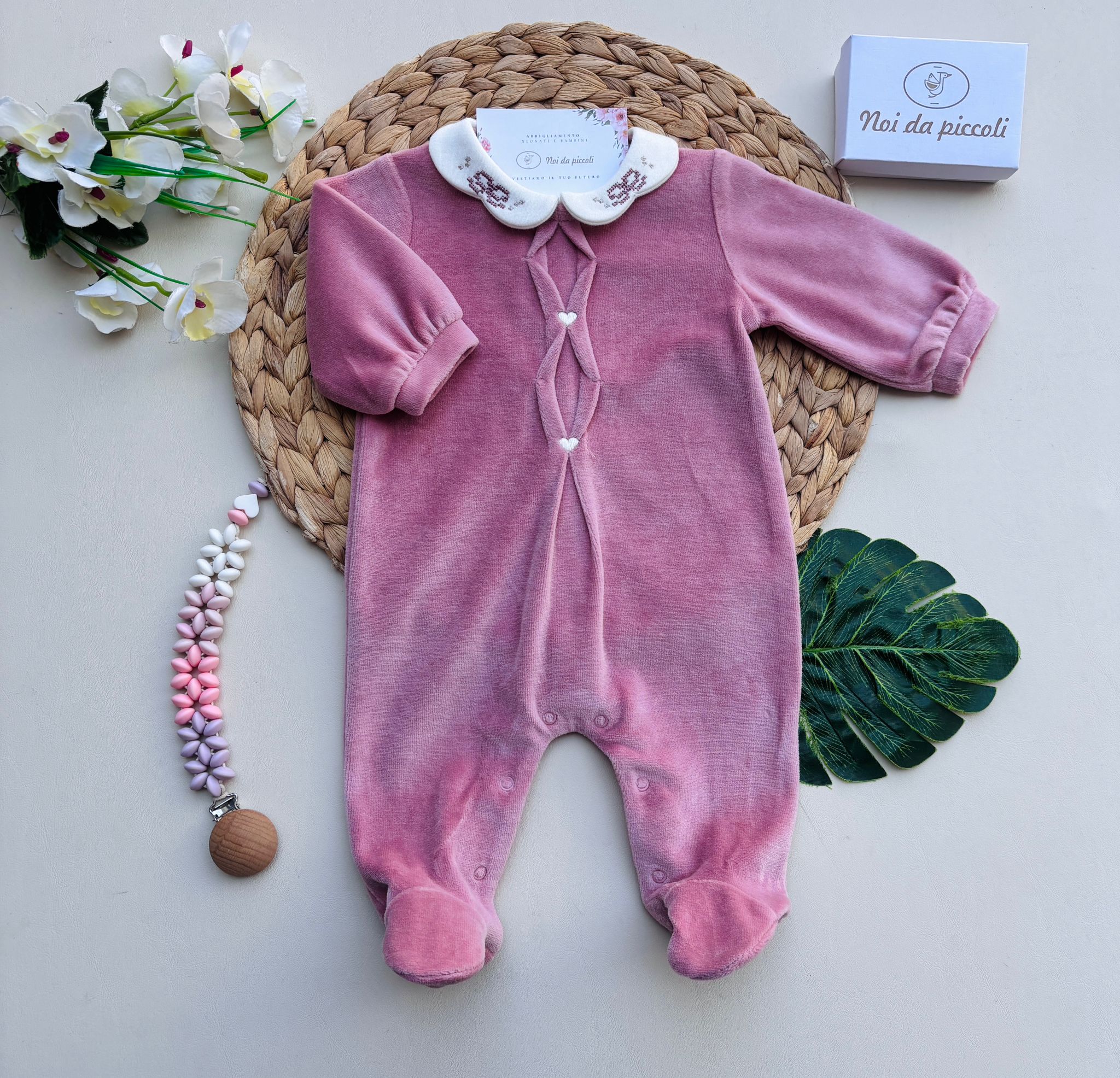 TUTINA IN CINIGLIA CON CUORICINI ROSA SCURO - Noi da piccoli