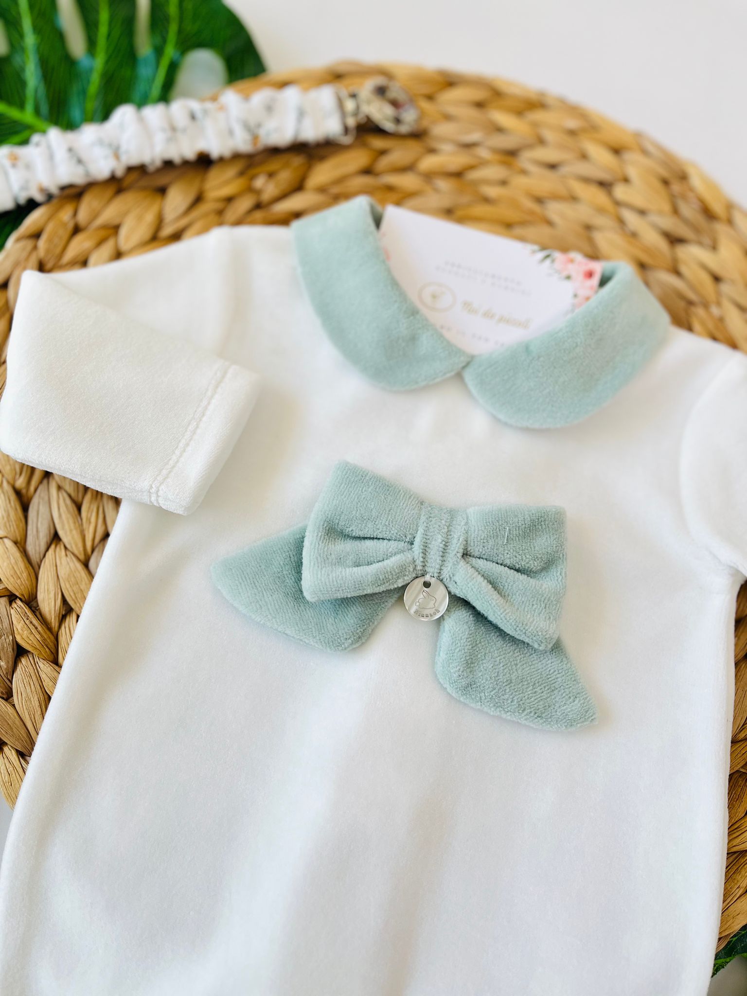 TUTINA IN CINIGLIA CON FIOCCHETTO PANNA VERDE - Noi da piccoli