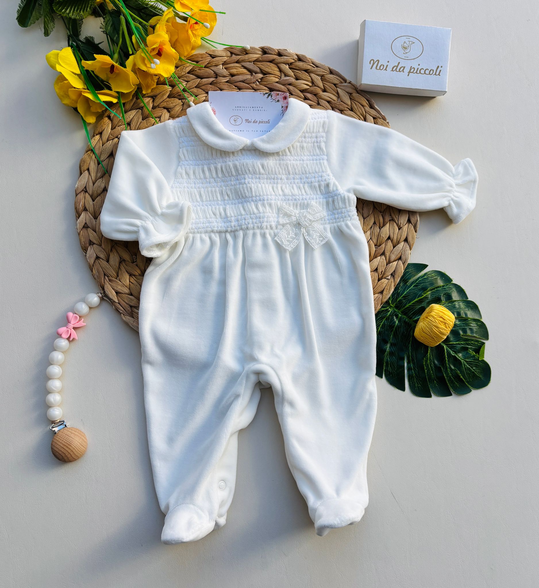 TUTINA IN CINIGLIA CON FIOCCHETTO RICAMATO BIANCO - Noi da piccoli