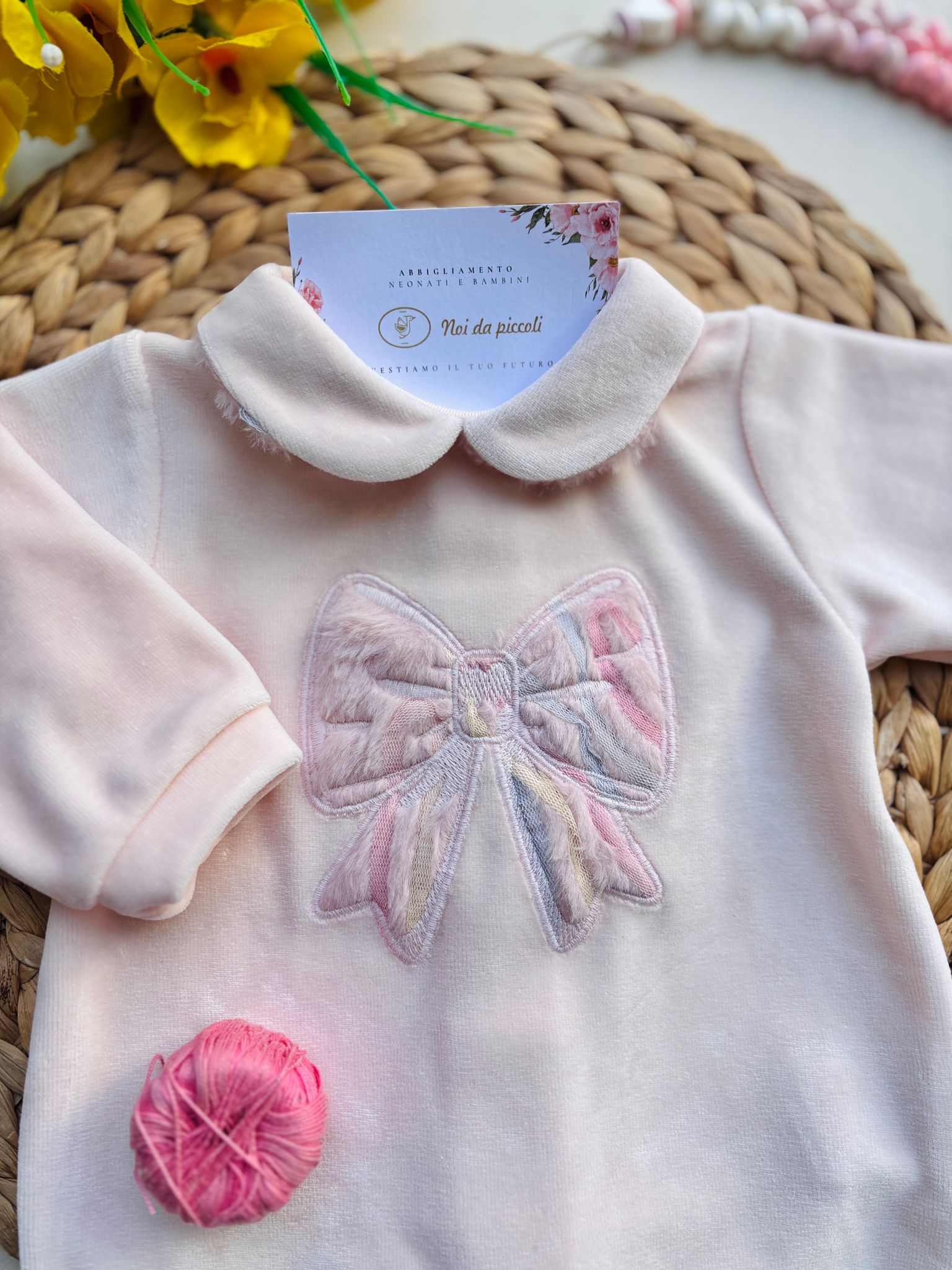 TUTINA IN CINIGLIA CON FIOCCHETTO ROSA - Noi da piccoli