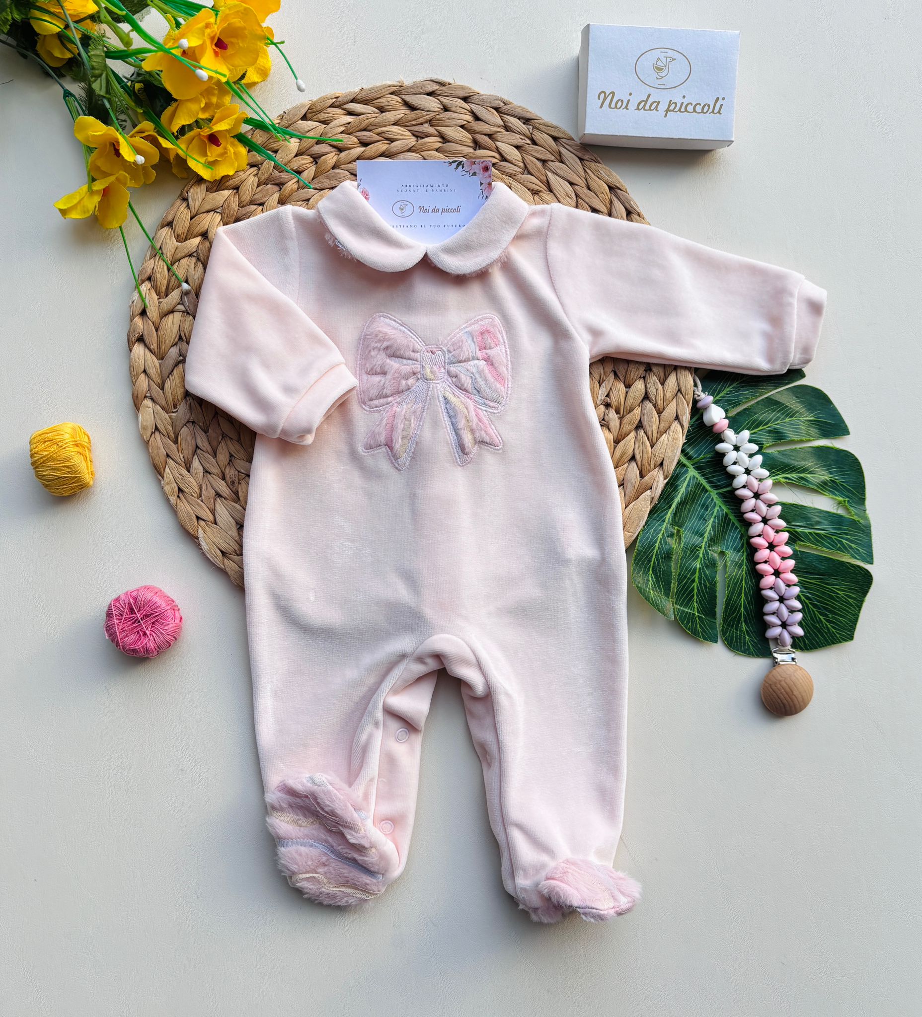 TUTINA IN CINIGLIA CON FIOCCHETTO ROSA - Noi da piccoli