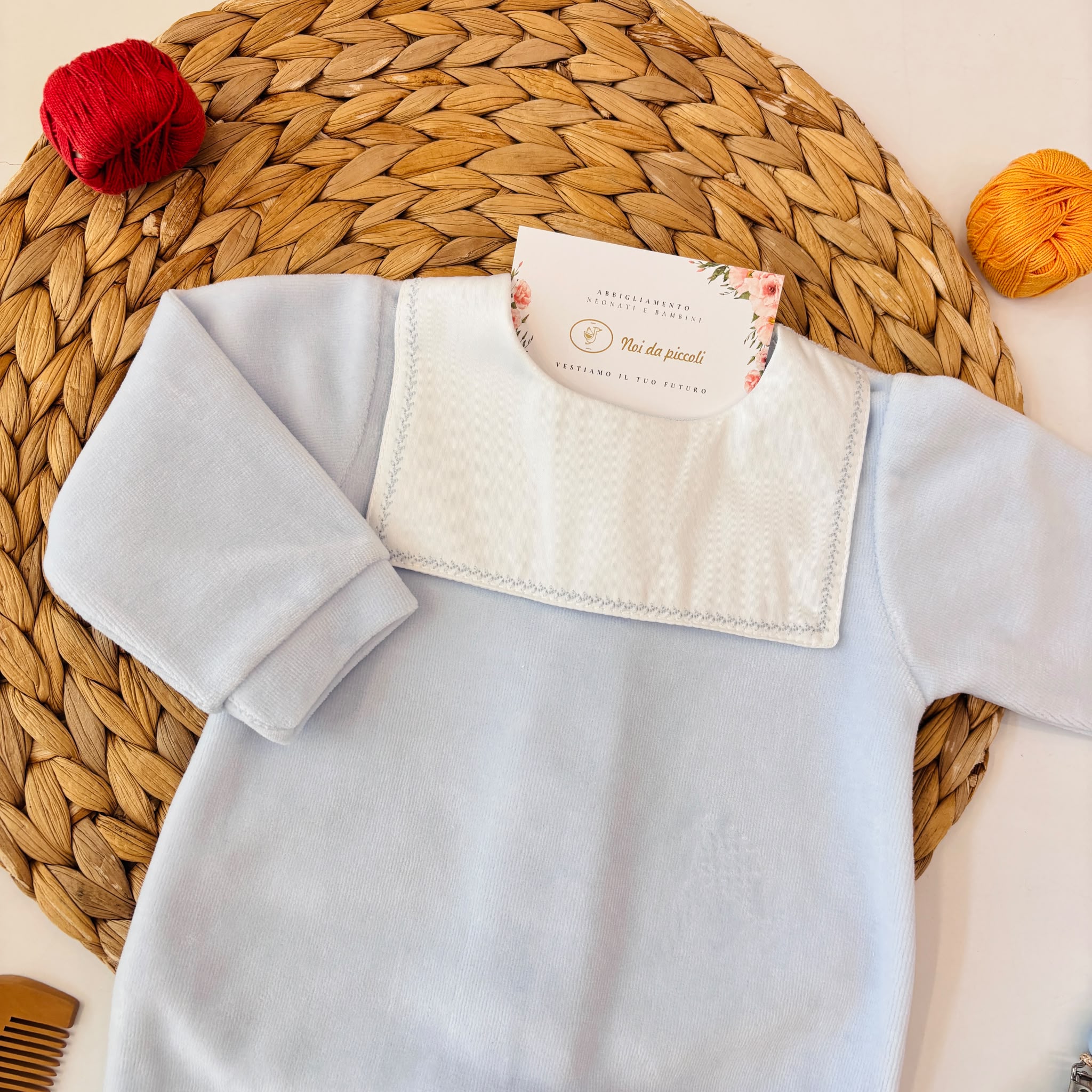 TUTINA IN CINIGLIA CON PATTEN RICAMATO CIELO - Noi da piccoli