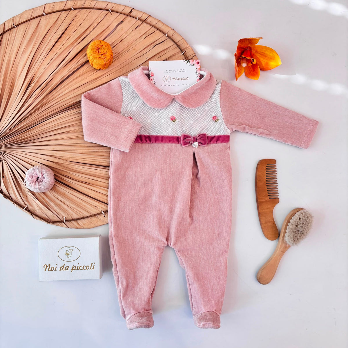 Tutina in Ciniglia con Roselline Rosa Ninnaoh - Noi da piccoli