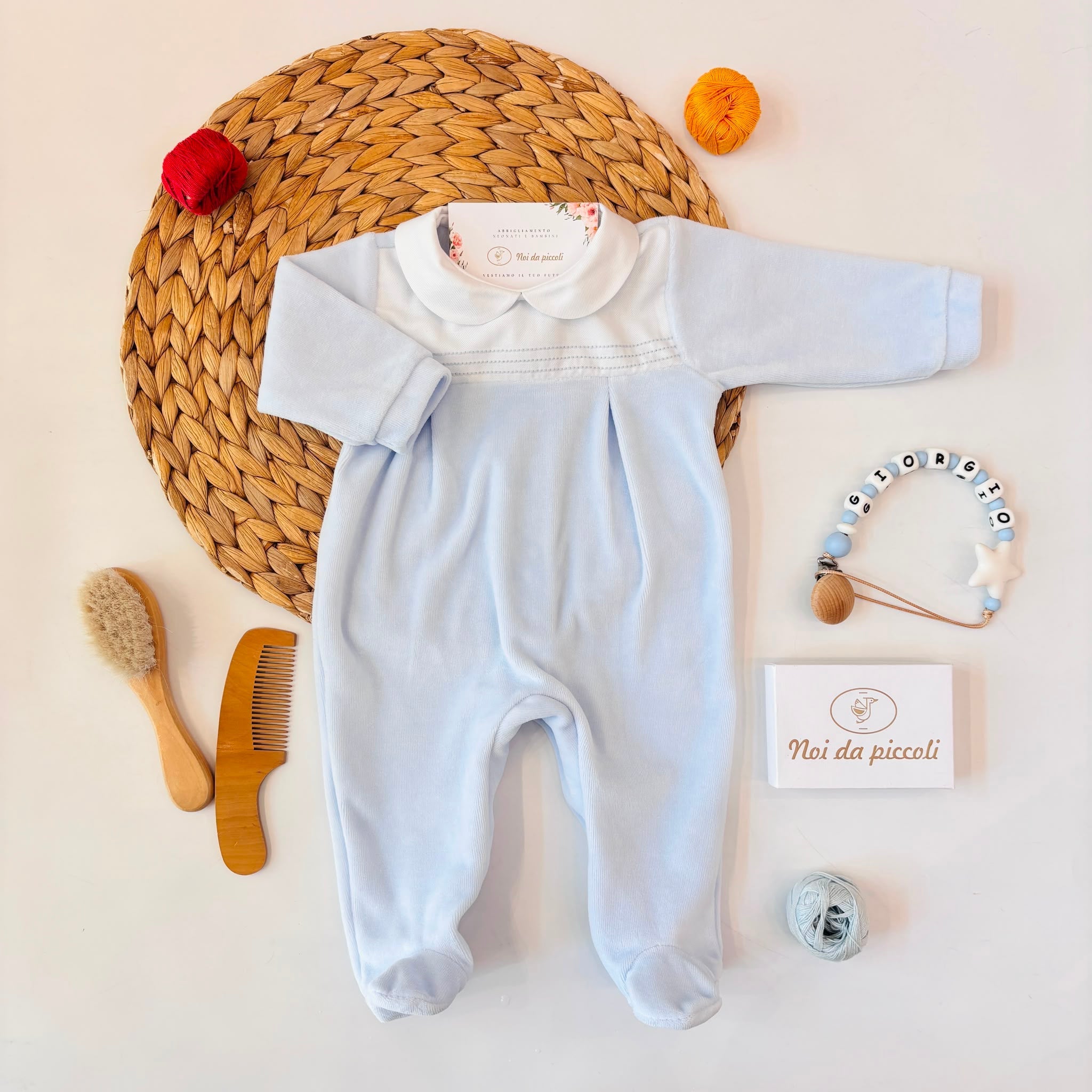 TUTINA IN CINIGLIA PATTEN PIEGHETTE CIELO - Noi da piccoli