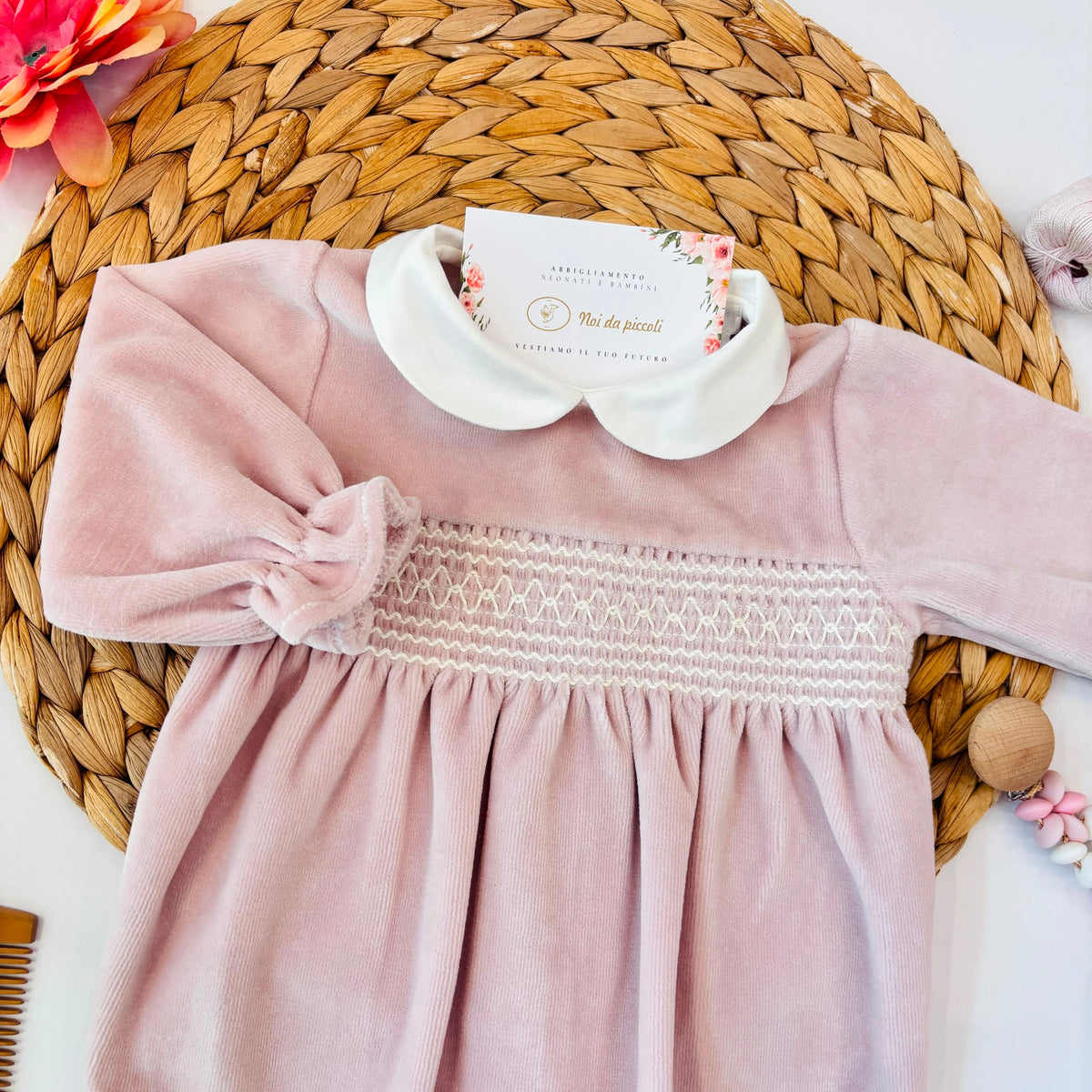 TUTINA IN CINIGLIA PUNTO SMOCK ROSA - Noi da piccoli