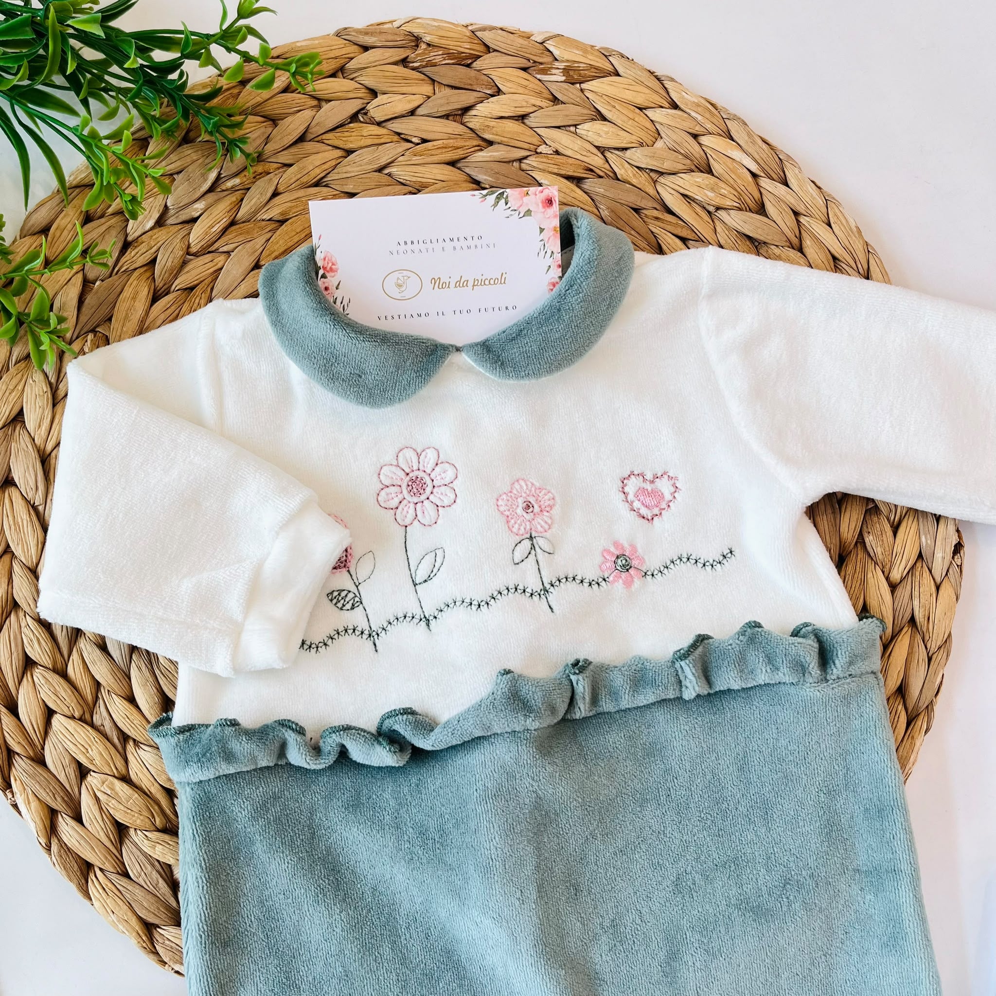 TUTINA IN CINIGLIA VERDE FIORI AL CENTRO - Noi da piccoli