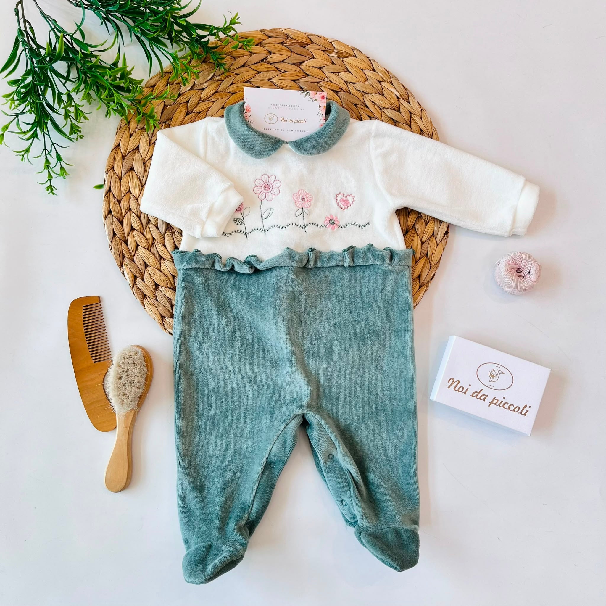 TUTINA IN CINIGLIA VERDE FIORI AL CENTRO - Noi da piccoli