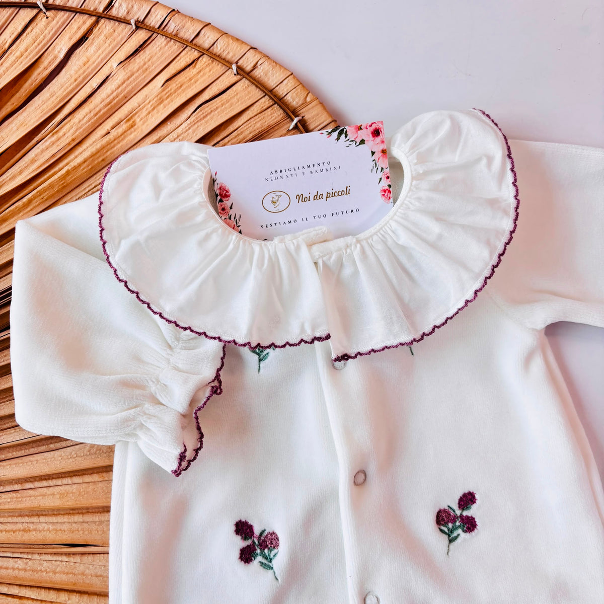 TUTINA IN CINIGLIA VIOLA con delicati fiorellini - Noi da piccoli