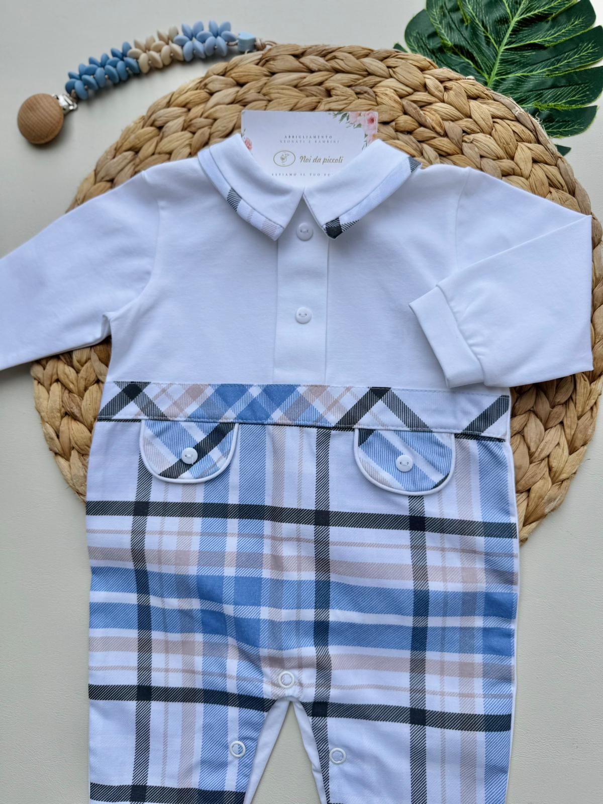 TUTINA IN COTONE A QUADRONI BIANCO - Noi da piccoli