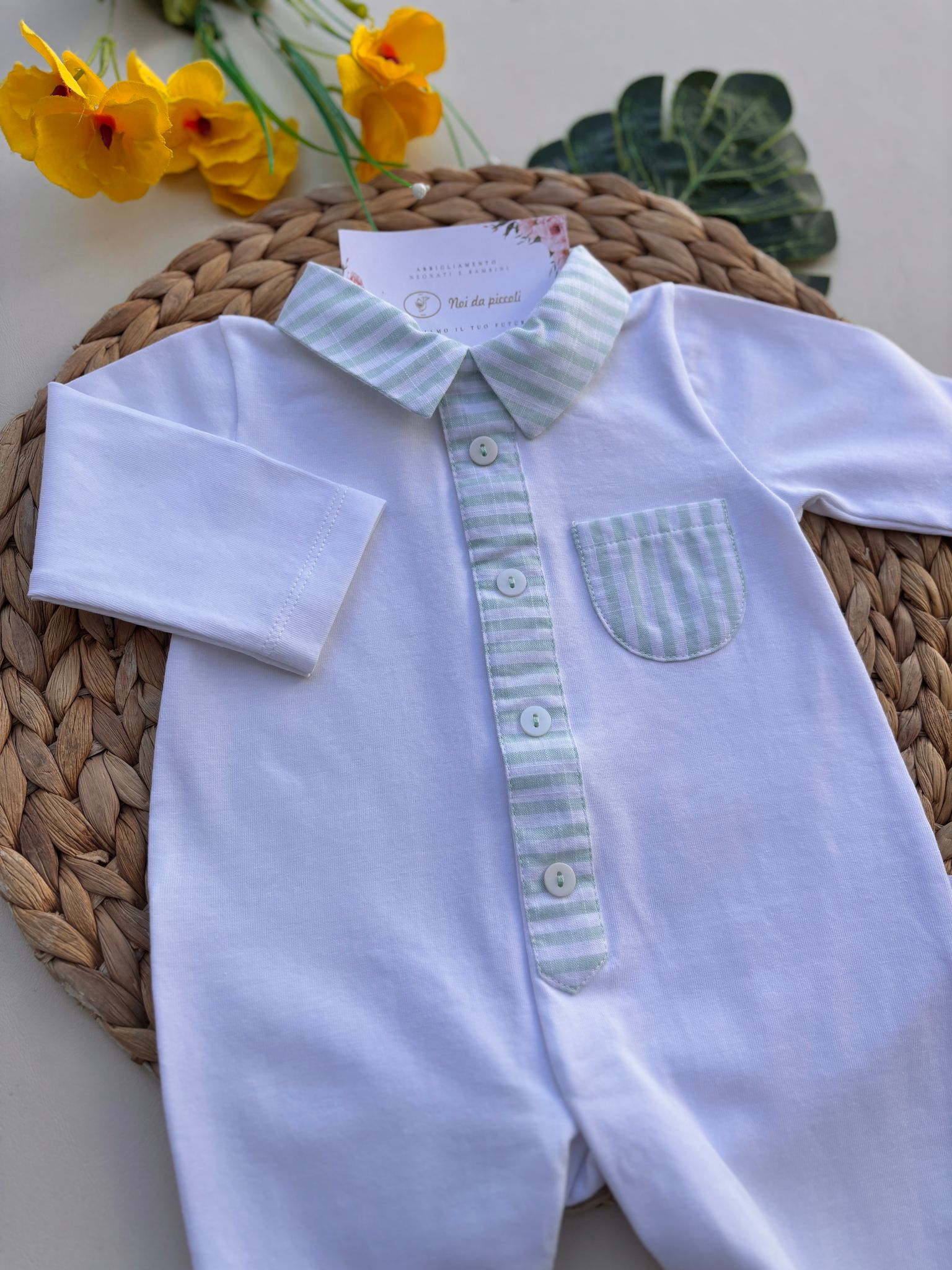 TUTINA IN COTONE A RIGHE BIANCO - Noi da piccoli
