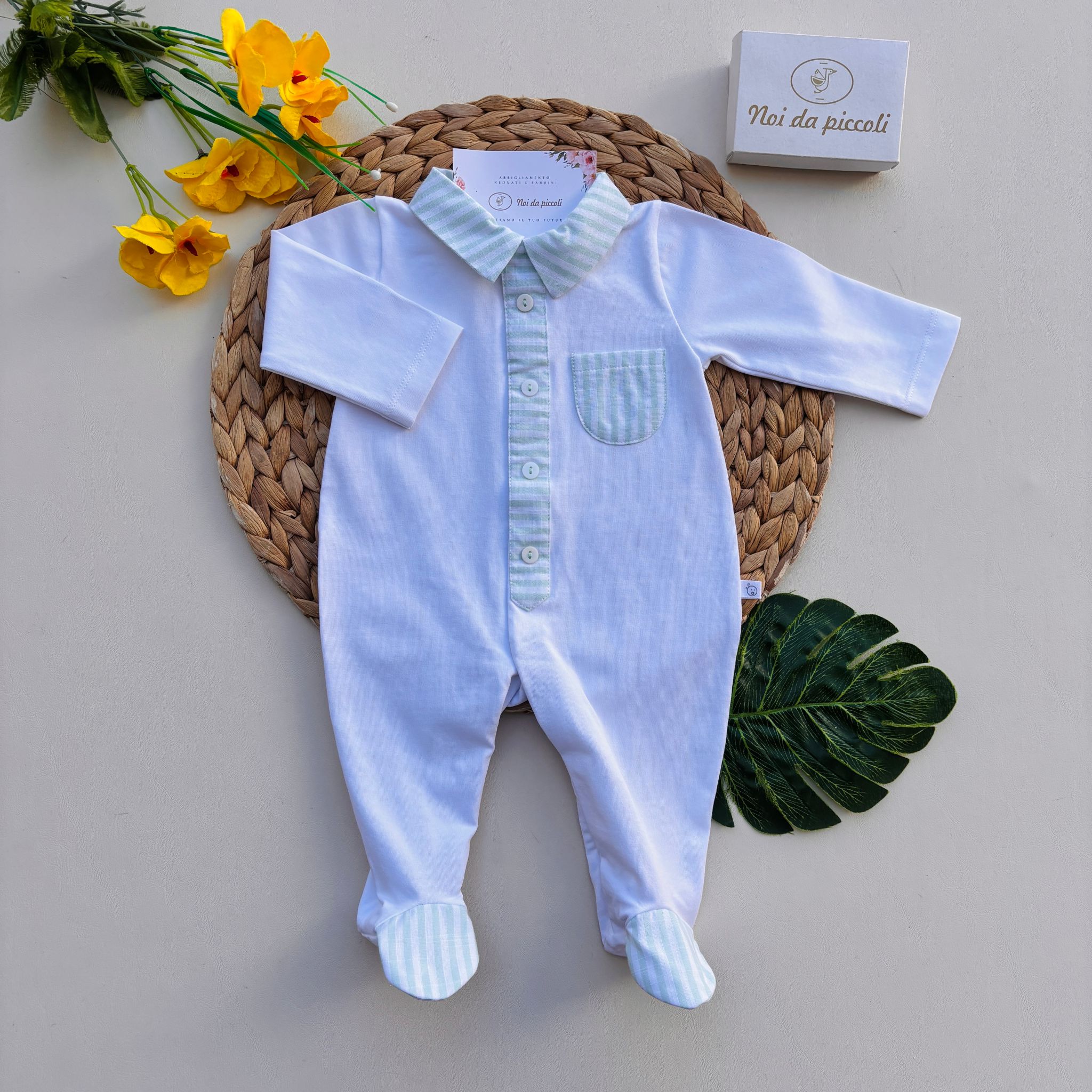 TUTINA IN COTONE A RIGHE BIANCO - Noi da piccoli