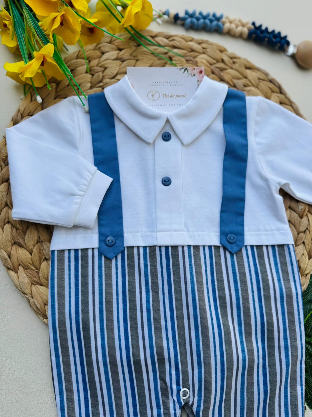 TUTINA IN COTONE A RIGHE BIANCO BLU - Noi da piccoli