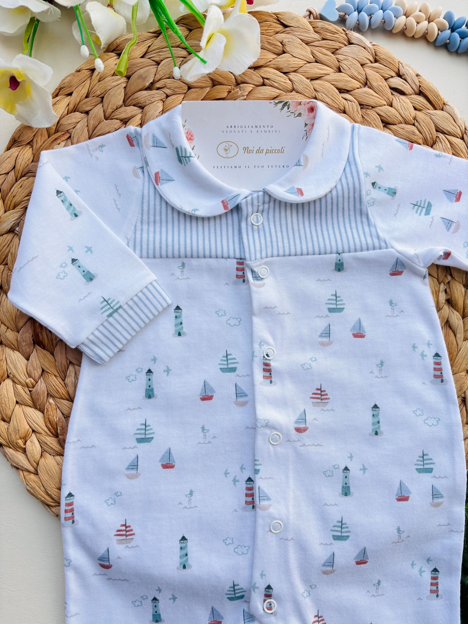 TUTINA IN COTONE ANTIPANICO CON BARCHETTE BIANCO - Noi da piccoli