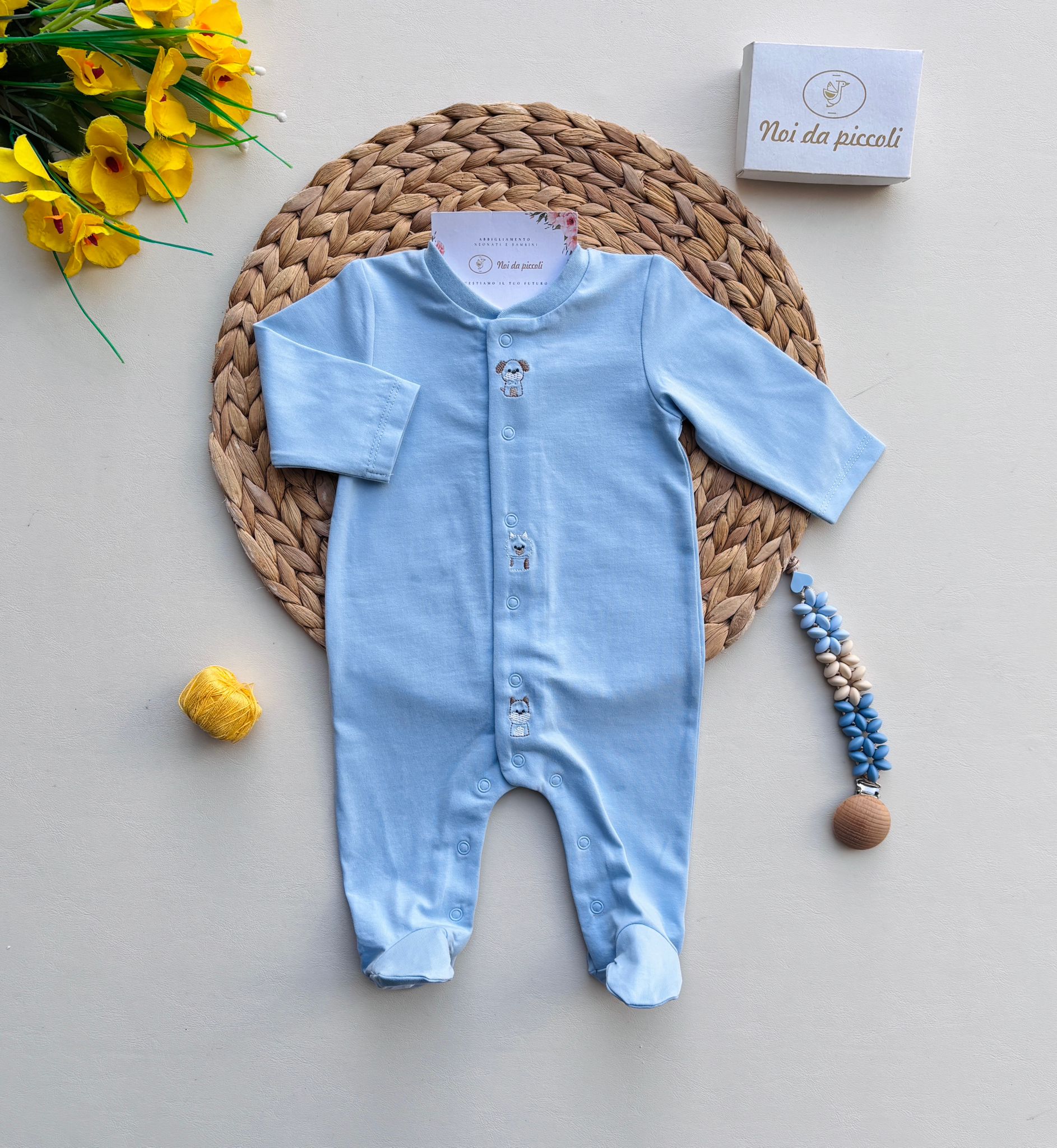 TUTINA IN COTONE ANTIPANICO CON CAGNOLINI CIELO - Noi da piccoli