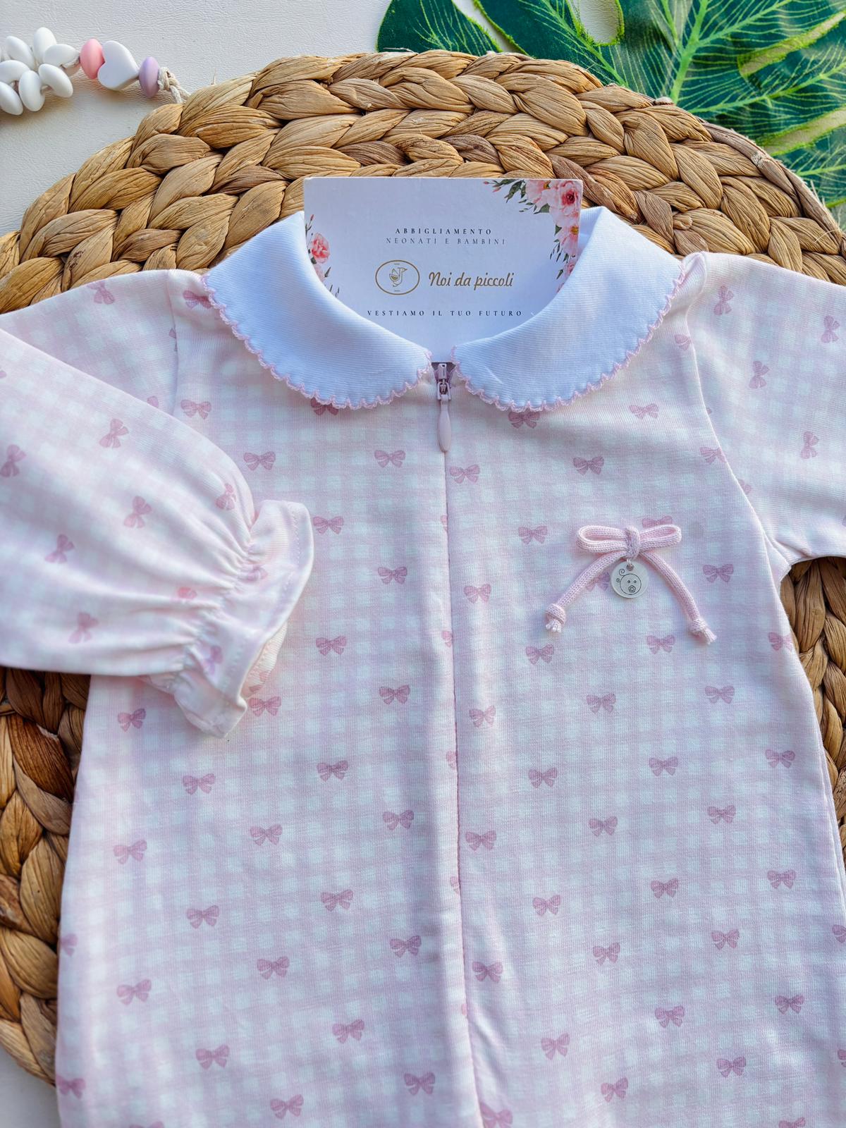 TUTINA IN COTONE ANTIPANICO CON FIOCCHETTI ROSA - Noi da piccoli