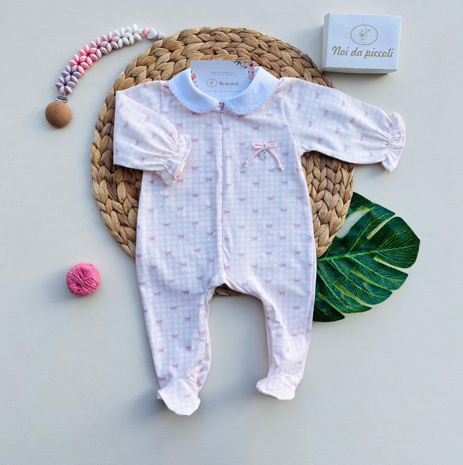 TUTINA IN COTONE ANTIPANICO CON FIOCCHETTI ROSA - Noi da piccoli