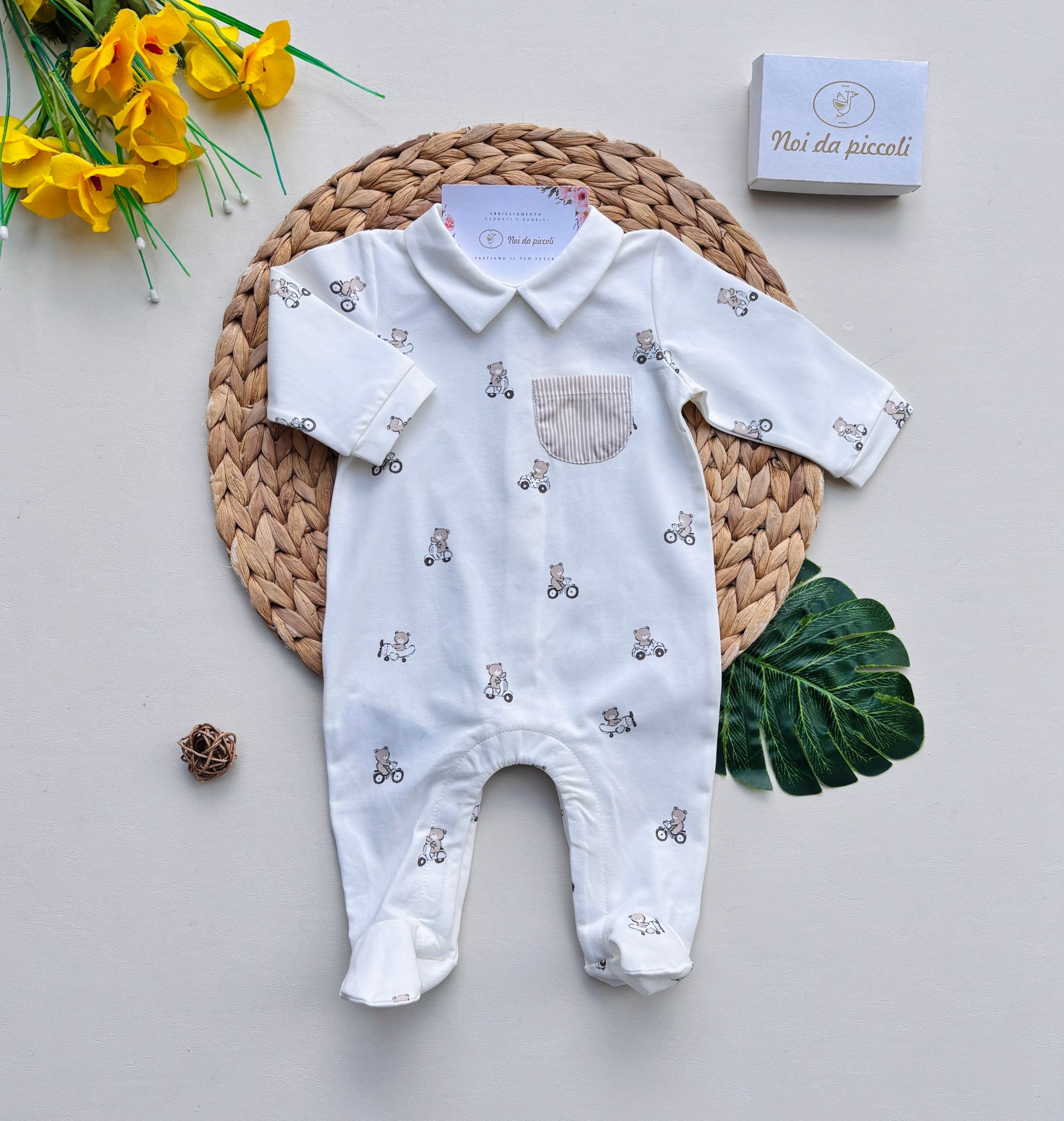 TUTINA IN COTONE ANTIPANICO ORSETTI CRUDO - Noi da piccoli