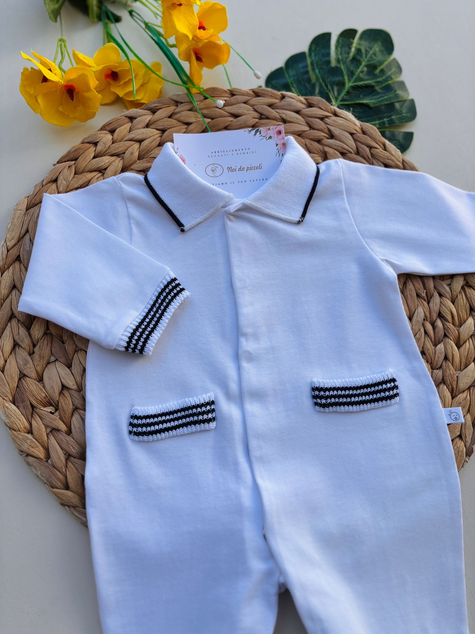TUTINA IN COTONE BIANCO E BLU - Noi da piccoli