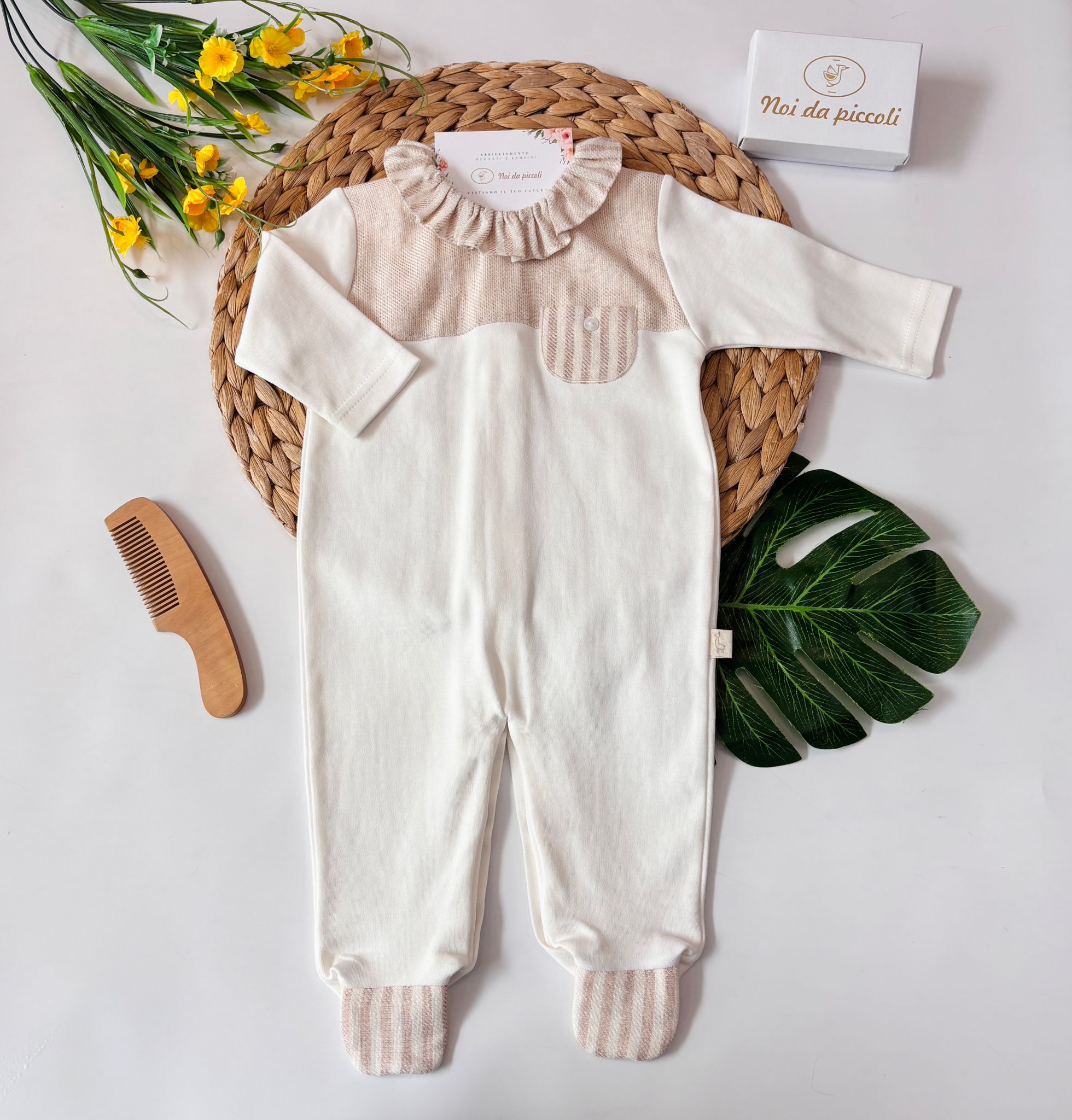 TUTINA IN COTONE BICOLOR CRUDO - Noi da piccoli