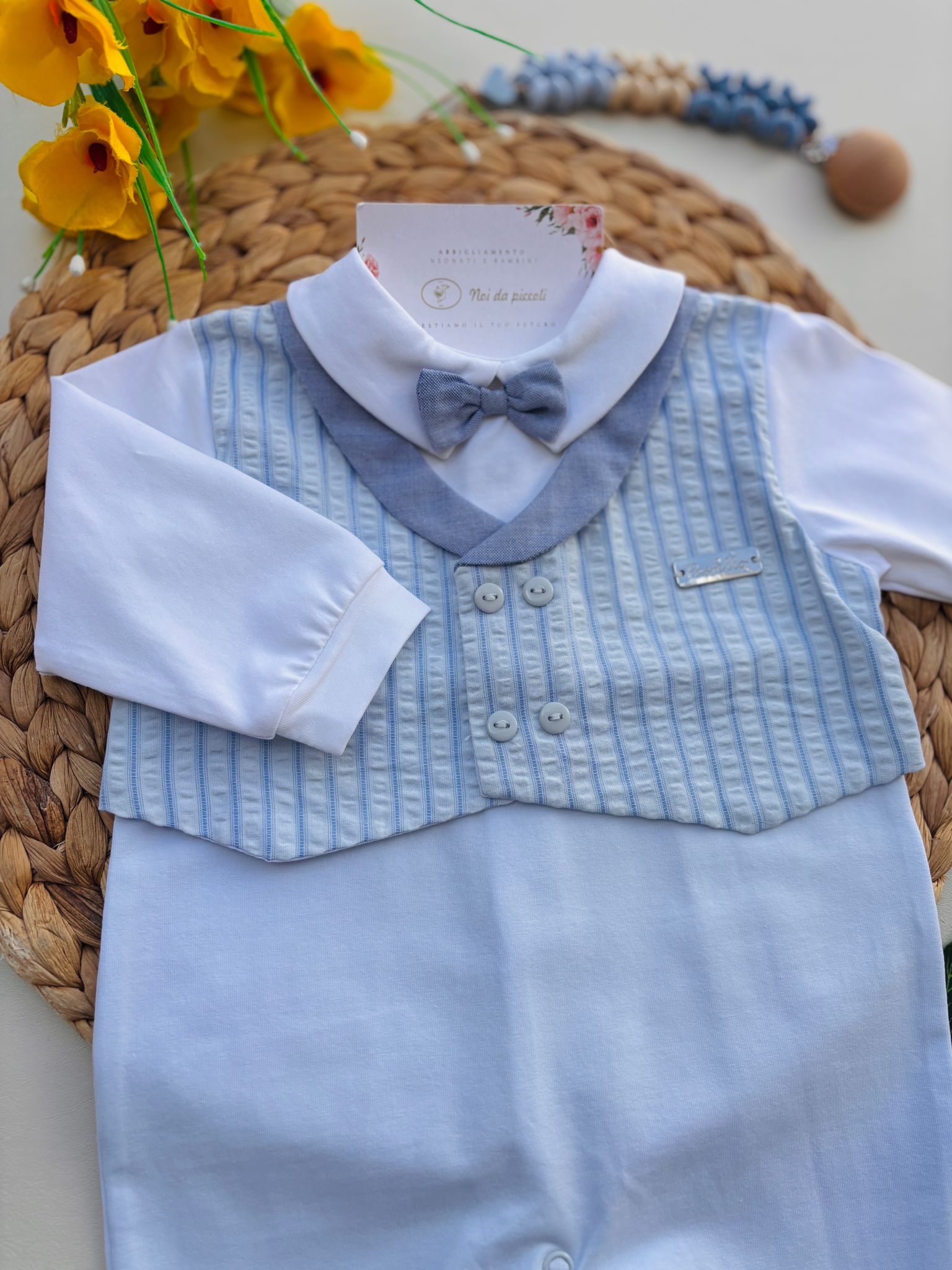 TUTINA IN COTONE CON BOTTONCINI CIELO - Noi da piccoli