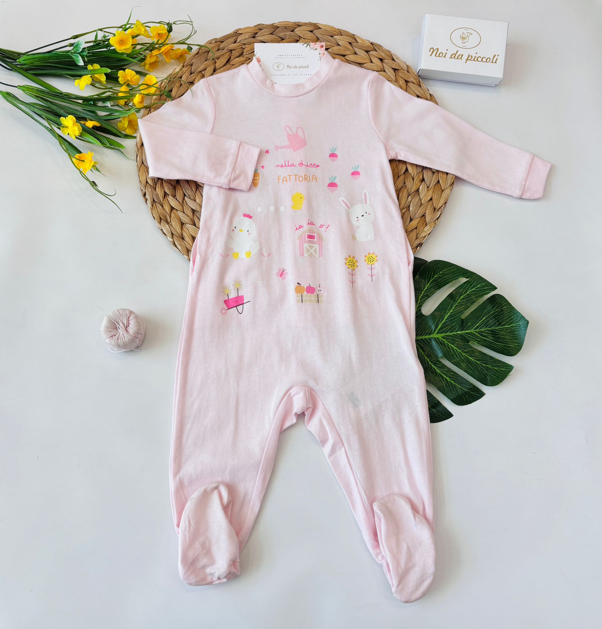 TUTINA IN COTONE CON DISEGNINI ROSA - Noi da piccoli