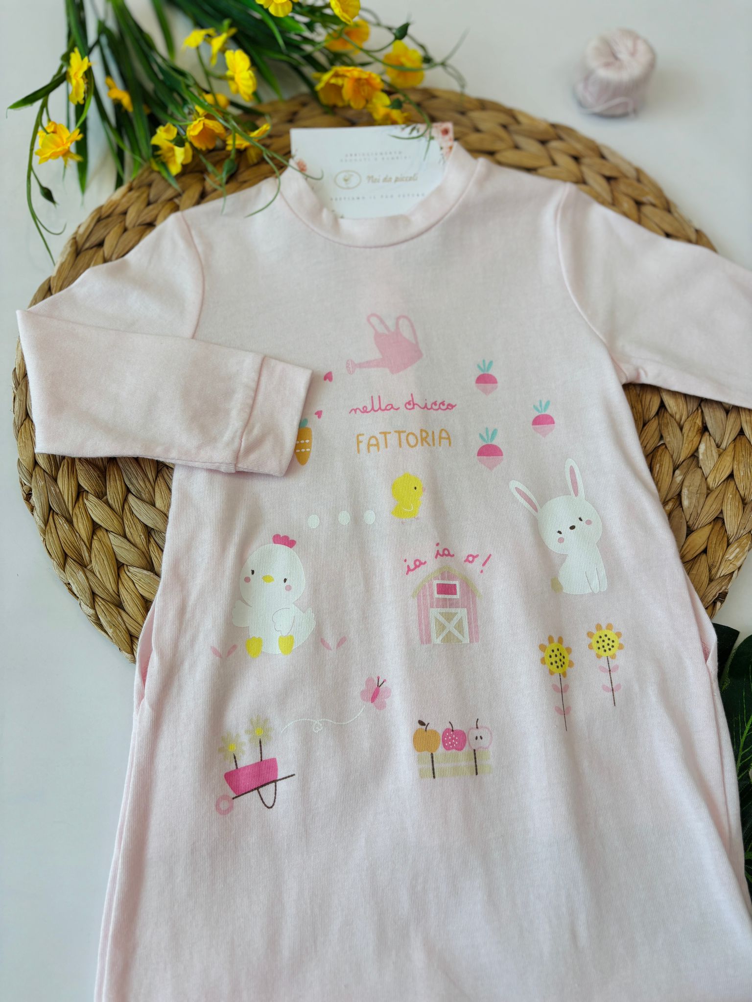 TUTINA IN COTONE CON DISEGNINI ROSA - Noi da piccoli