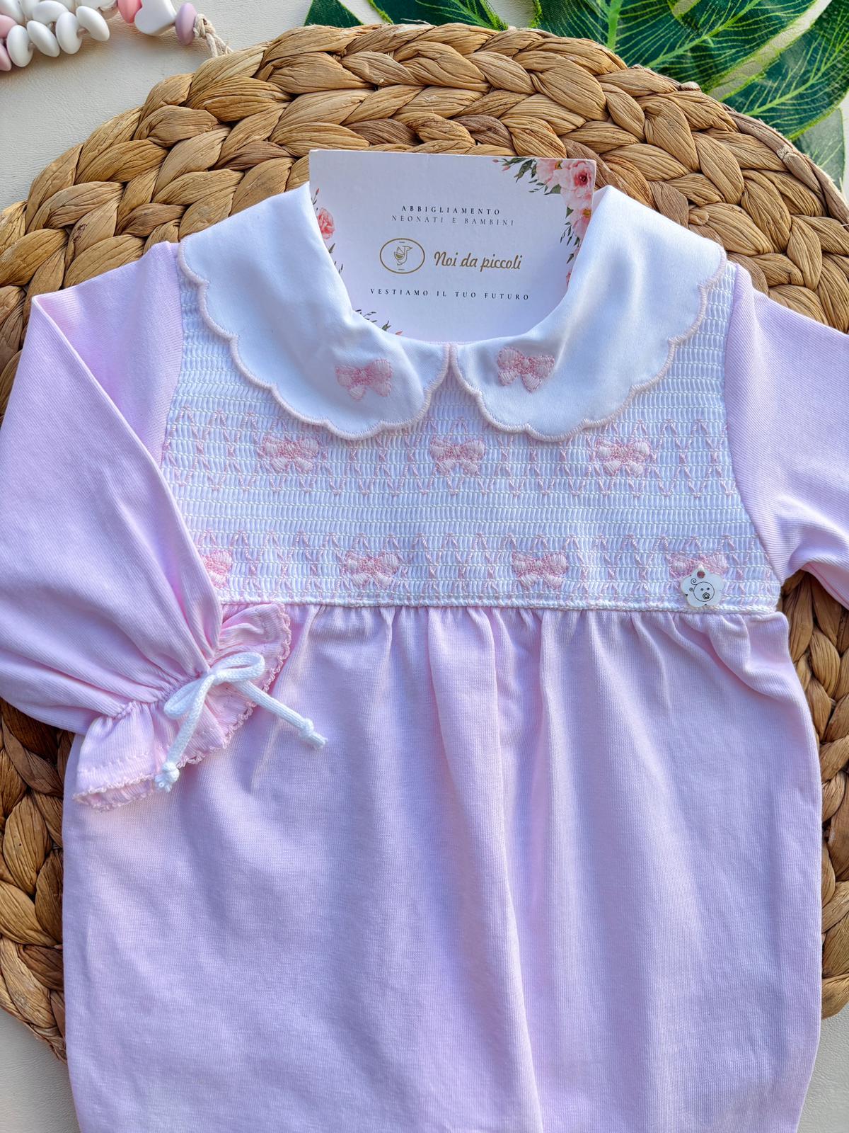 TUTINA IN COTONE CON FARFALLINE ROSA - Noi da piccoli