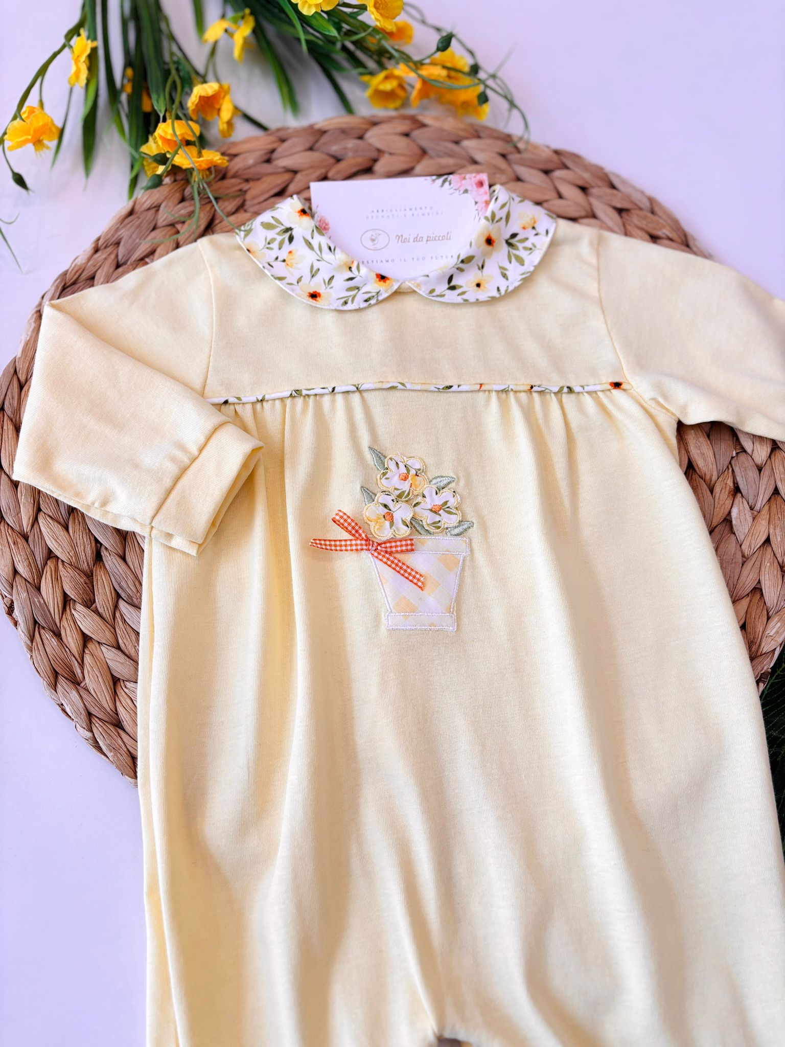 TUTINA IN COTONE CON FIORELLINI GIALLO - Noi da piccoli