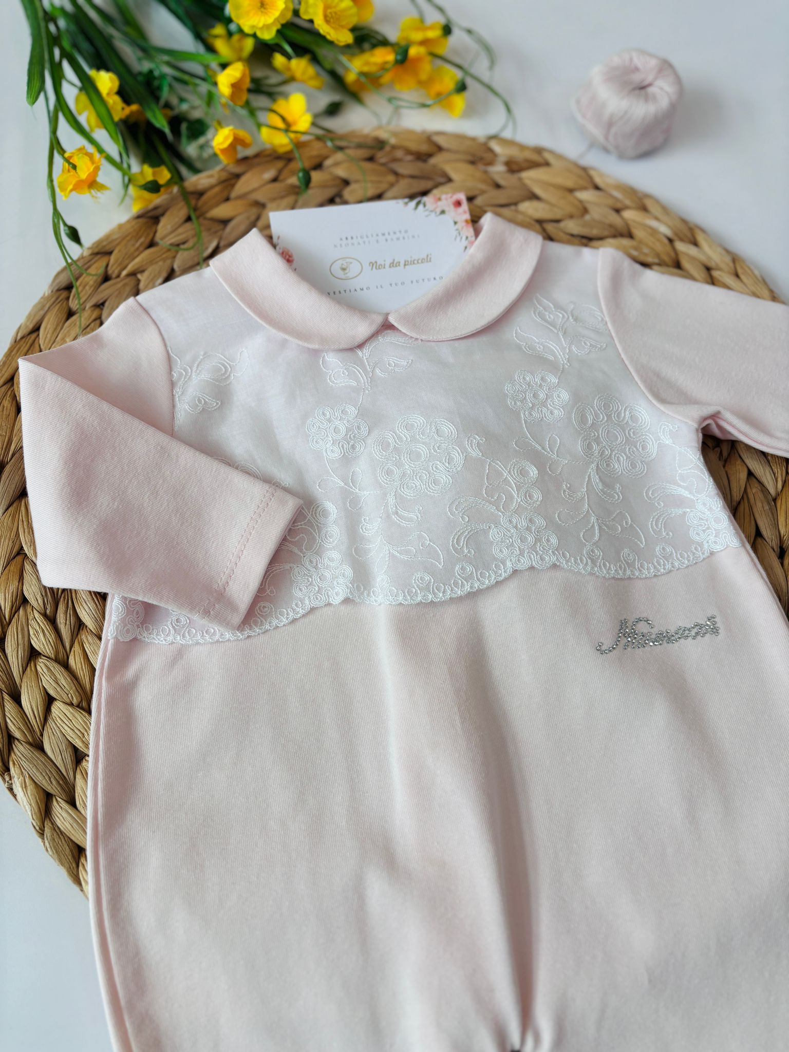 TUTINA IN COTONE CON FIORELLINI ROSA - Noi da piccoli