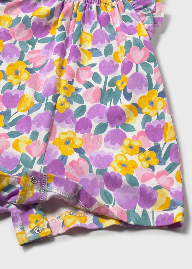 TUTINA IN COTONE CON FIORELLINI VIOLA - Noi da piccoli