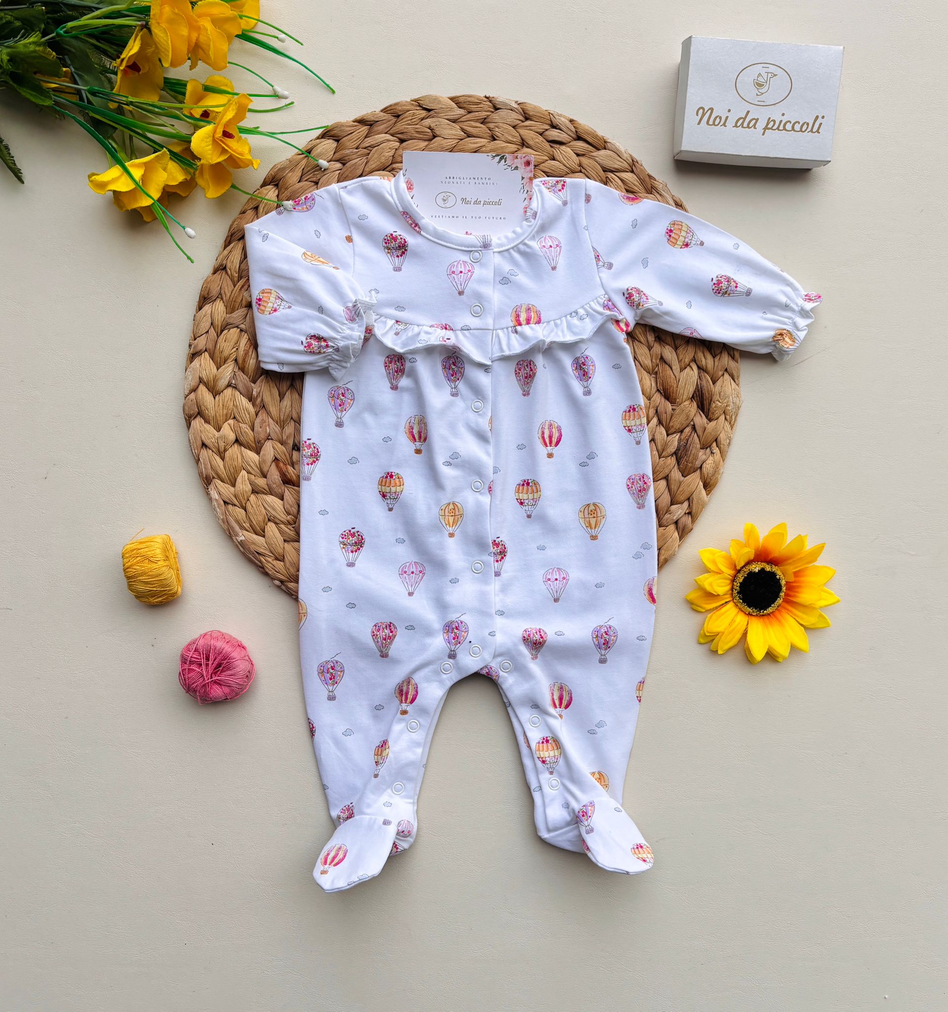 TUTINA IN COTONE MONGOLFIERA BIANCO - Noi da piccoli