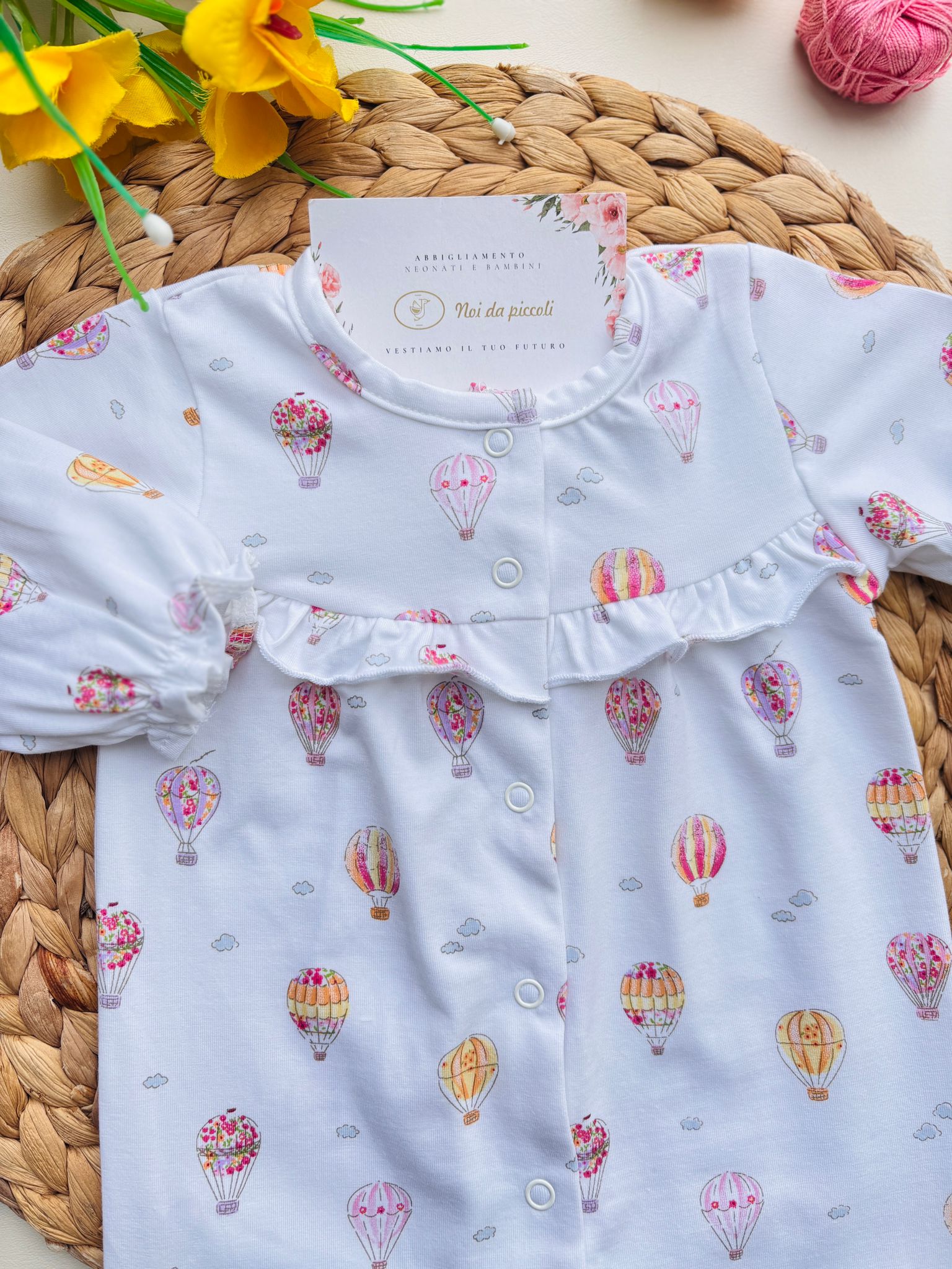 TUTINA IN COTONE MONGOLFIERA BIANCO - Noi da piccoli