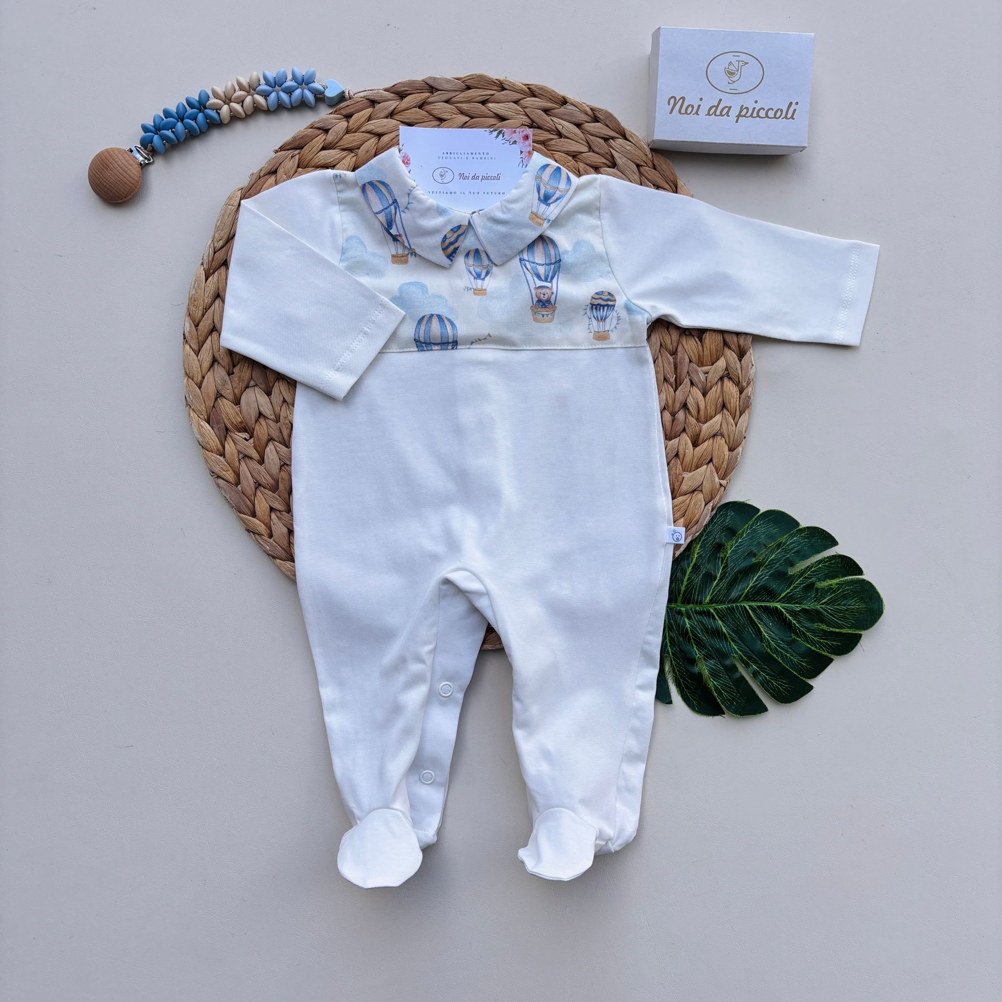 TUTINA IN COTONE MONGOLFIERE BIANCO - Noi da piccoli
