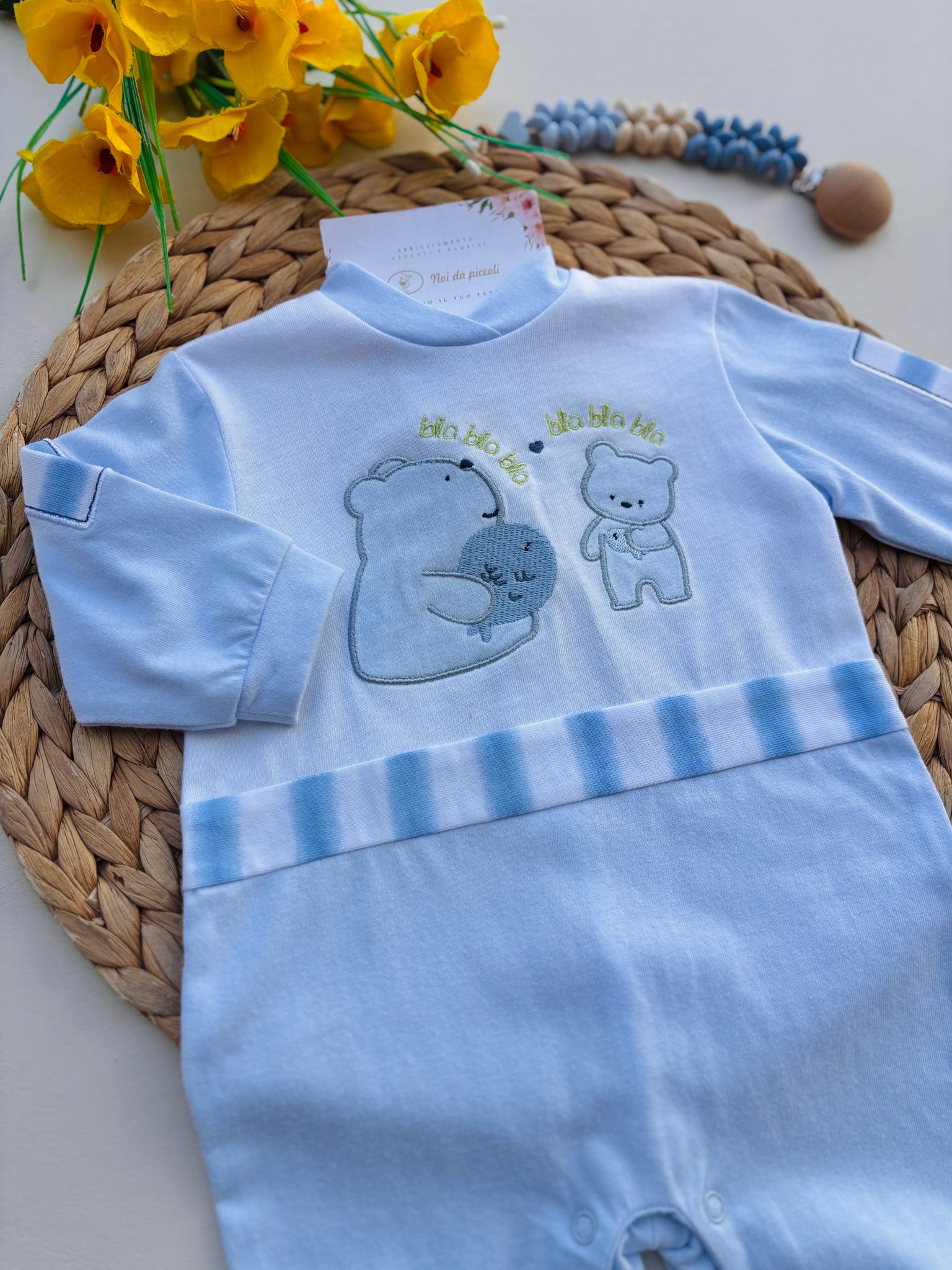 TUTINA IN COTONE ORSETTI CIELO - Noi da piccoli