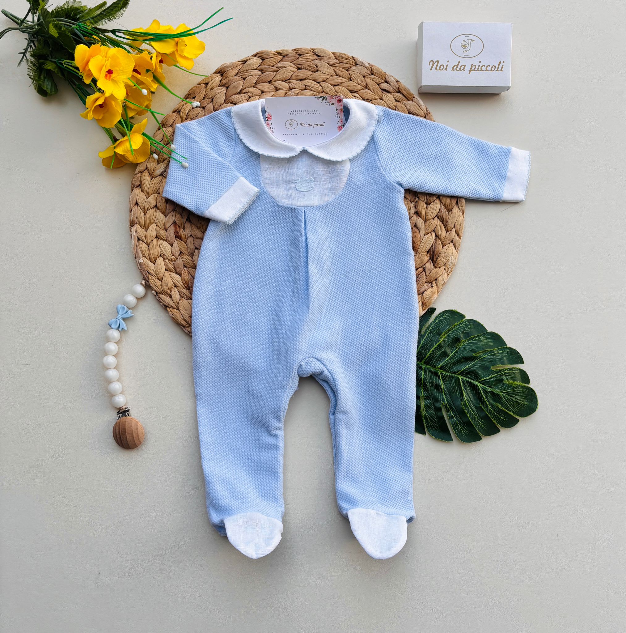 TUTINA IN COTONE ORSETTO CIELO - Noi da piccoli