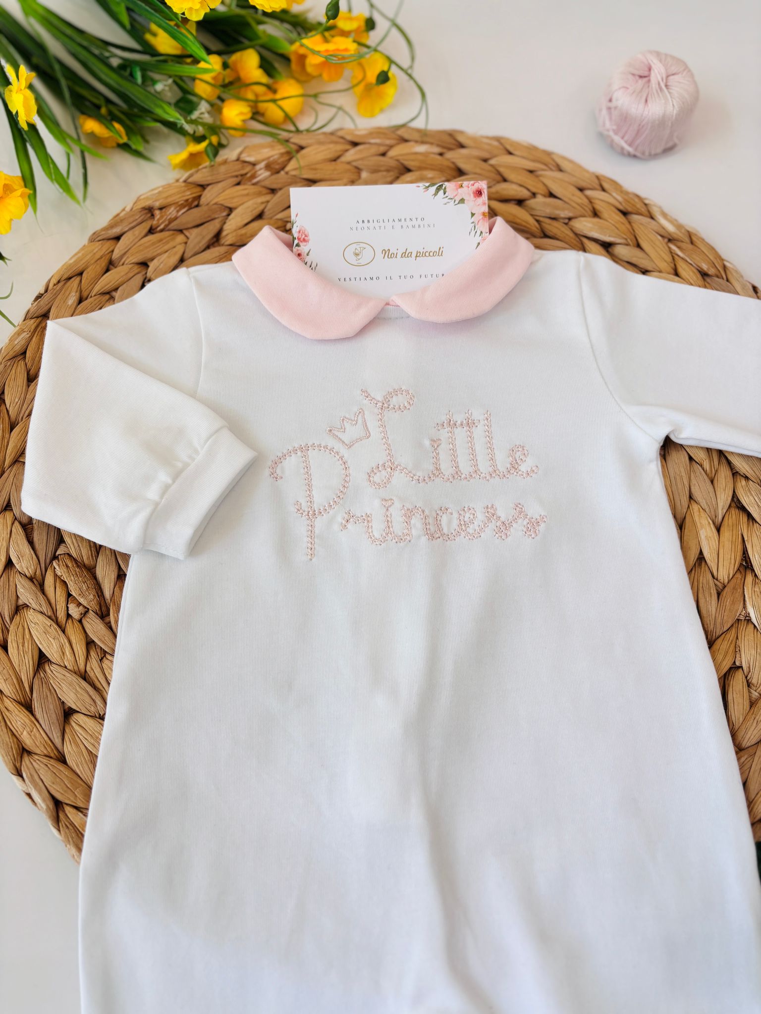 TUTINA IN COTONE PRINCESS BIANCO ROSA - Noi da piccoli