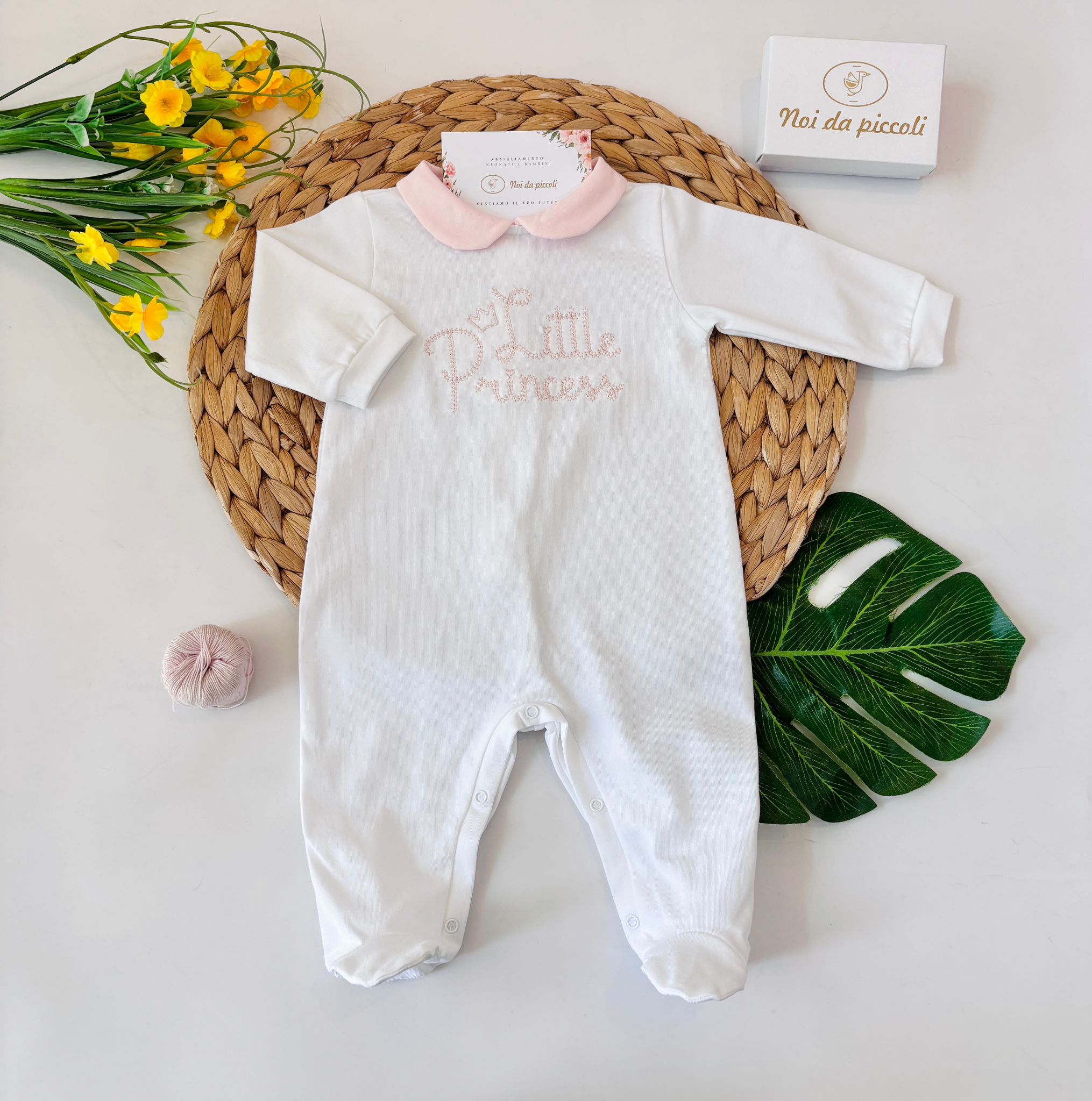 TUTINA IN COTONE PRINCESS BIANCO ROSA - Noi da piccoli