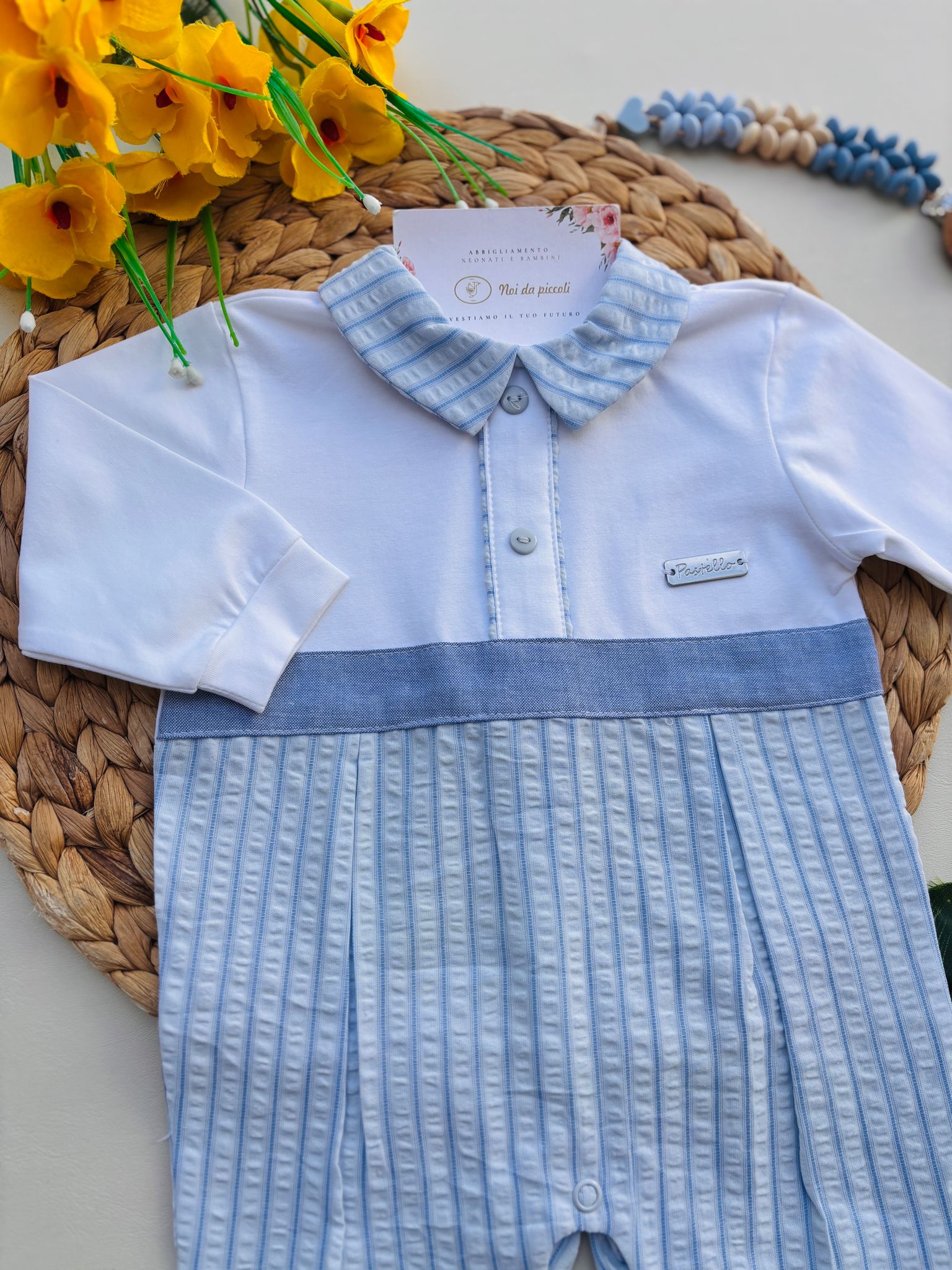 TUTINA IN COTONE RIGATA BIANCO CIELO - Noi da piccoli